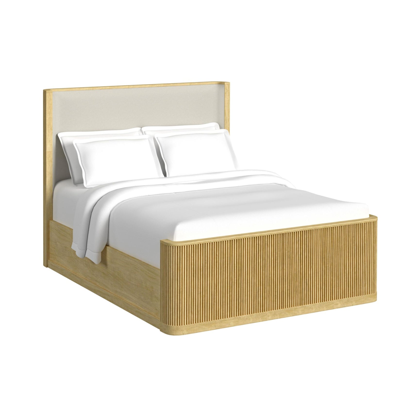 Sylvie Queen UPH Bed with White Fabric in Natural