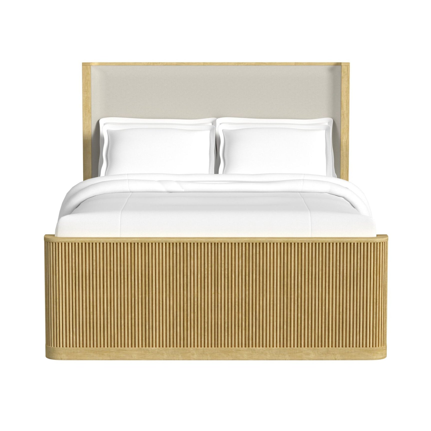 Sylvie Queen UPH Bed with White Fabric in Natural