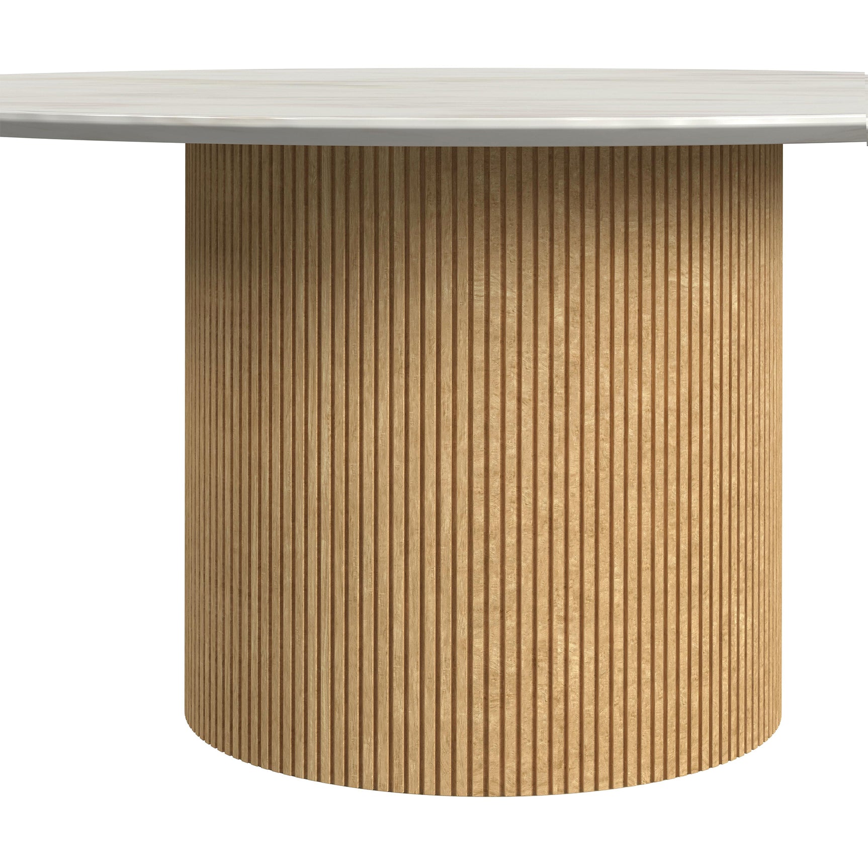 Sylvie Round Coffee Table with White Faux Marble Top and Base in Natural - Tampa Furniture Outlet