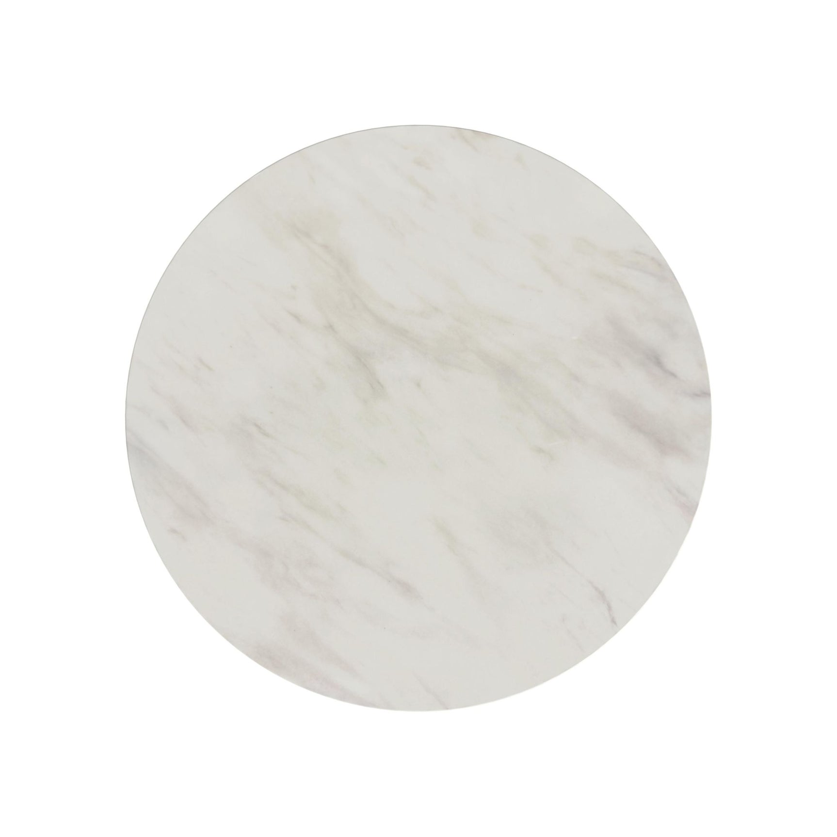 Sylvie Round Dining Table with White Faux Marble Top in Dark Brown - Tampa Furniture Outlet