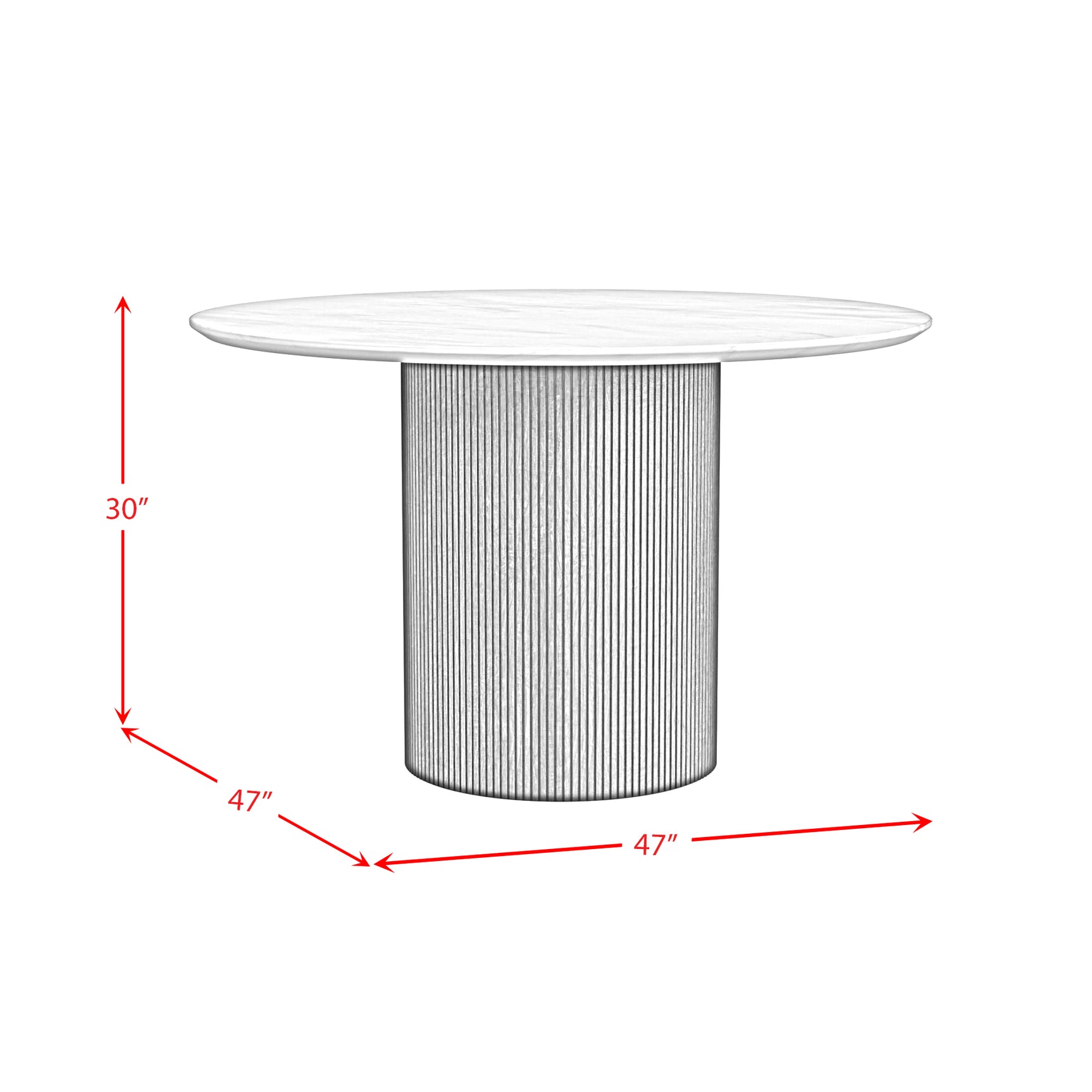 Sylvie Round Dining Table with White Faux Marble Top in Dark Brown - Tampa Furniture Outlet