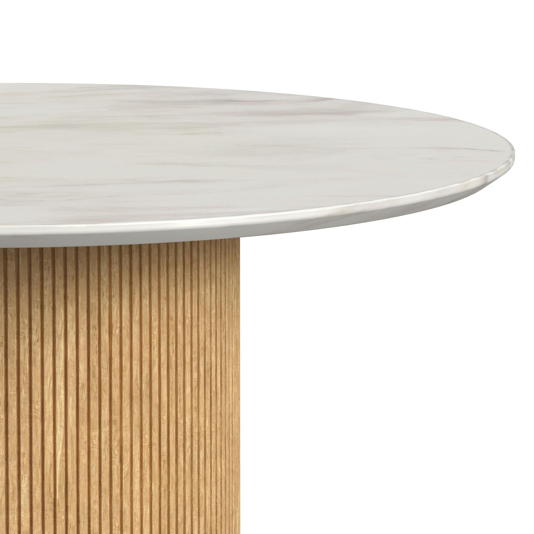 Sylvie Round Dining Table with White Faux Marble Top in Natural - Tampa Furniture Outlet