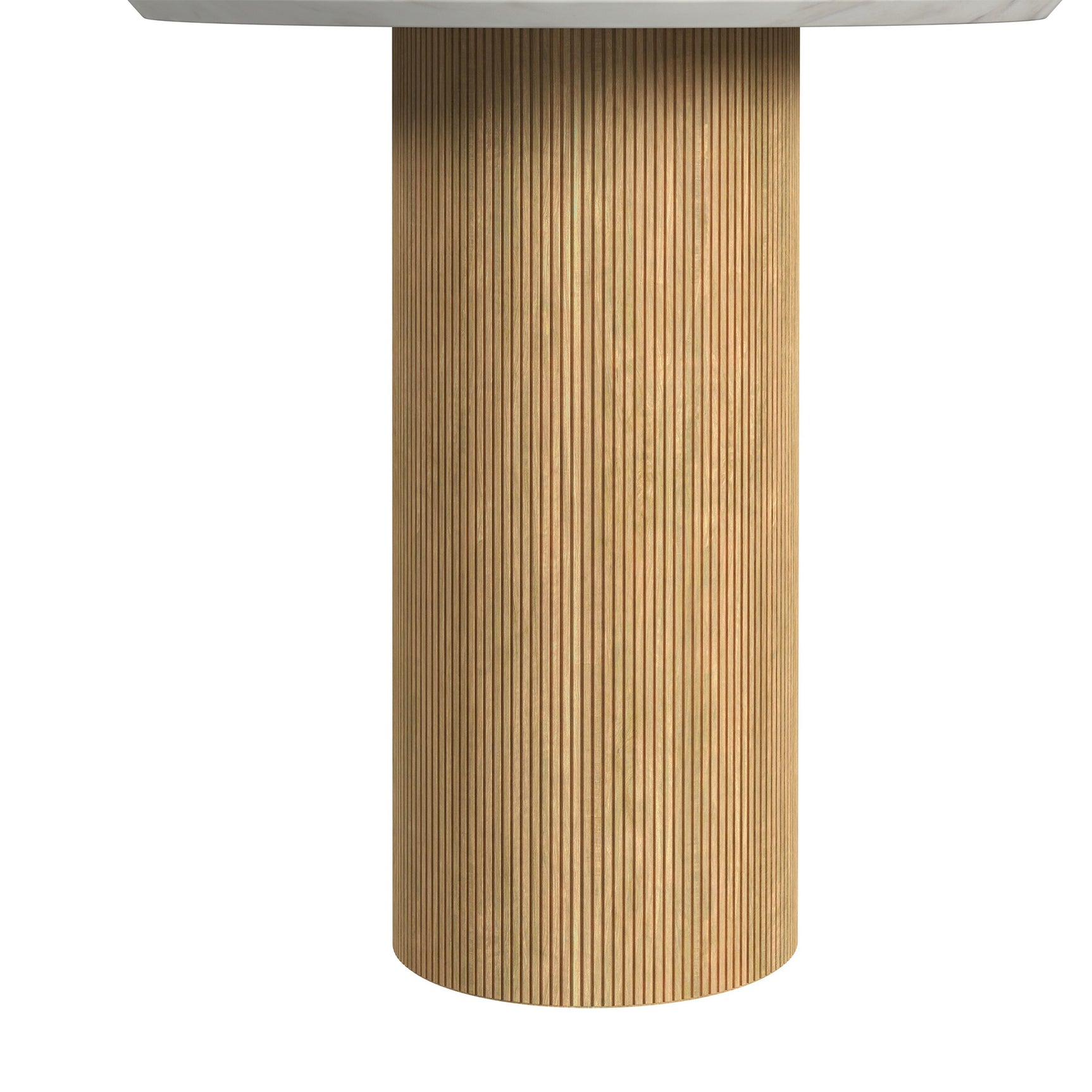 Sylvie Round End Table with White Faux Marble Top and Base in Natural