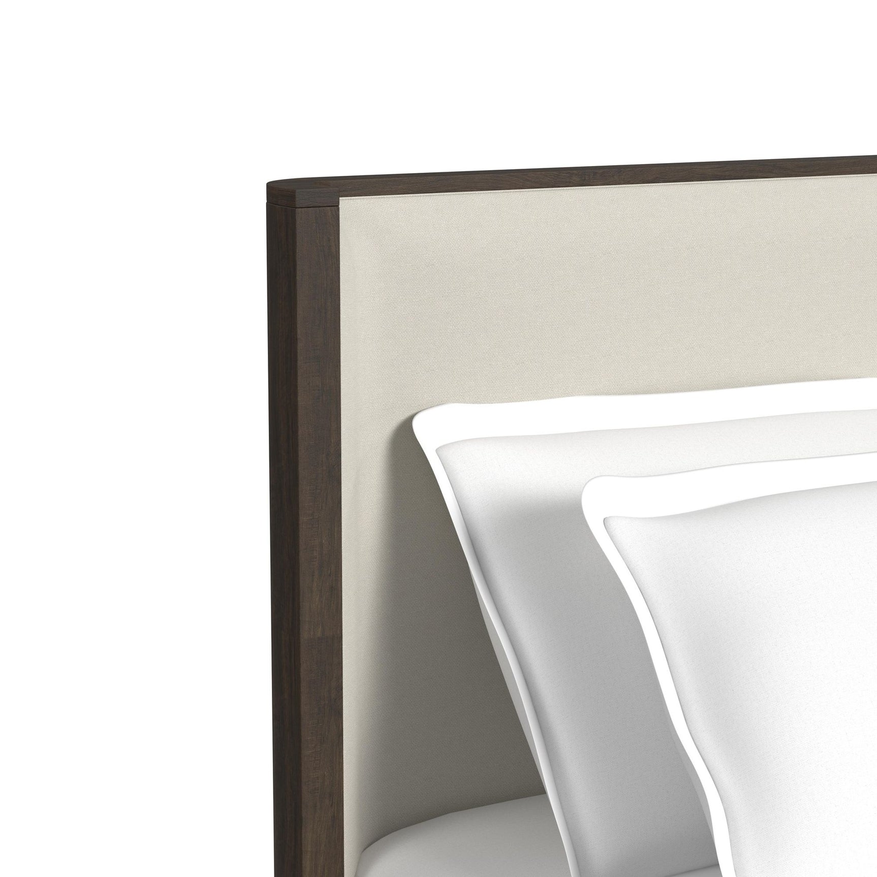 Sylvie Queen UPH Bed with White Fabric in Dark Brown - Tampa Furniture Outlet