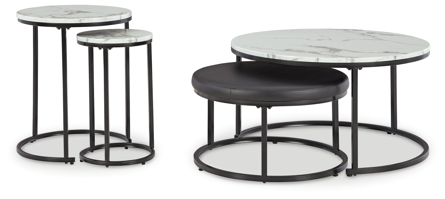 Tampa Furniture Outlet - Ashley Furniture - Jusmour Table (Set of 4) - Occasional Nesting TBL (4/CN) / Black/White - T161-14