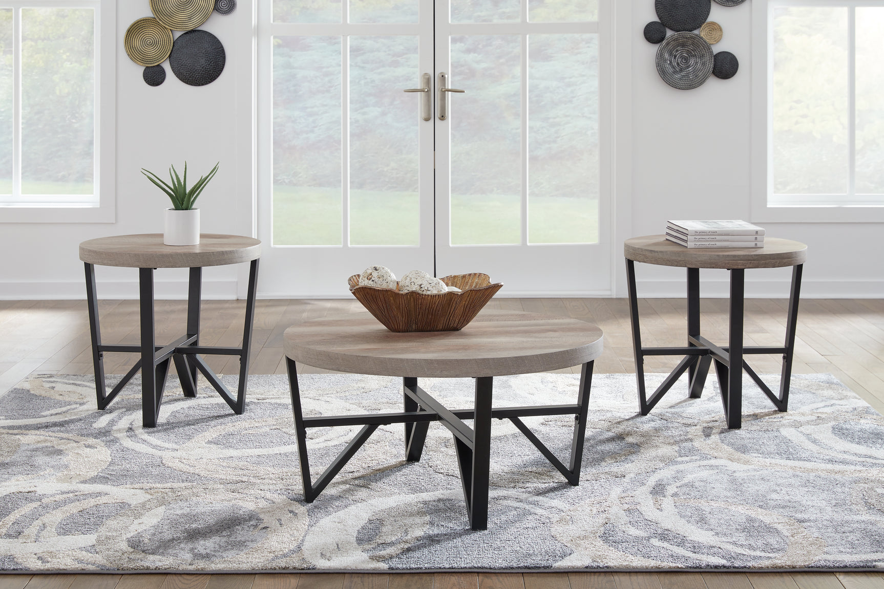 Tampa Furniture Outlet - Ashley Furniture - Deanlee Table (Set of 3) - Occasional Table Set (3/CN) / Grayish Brown/Black - T235-13