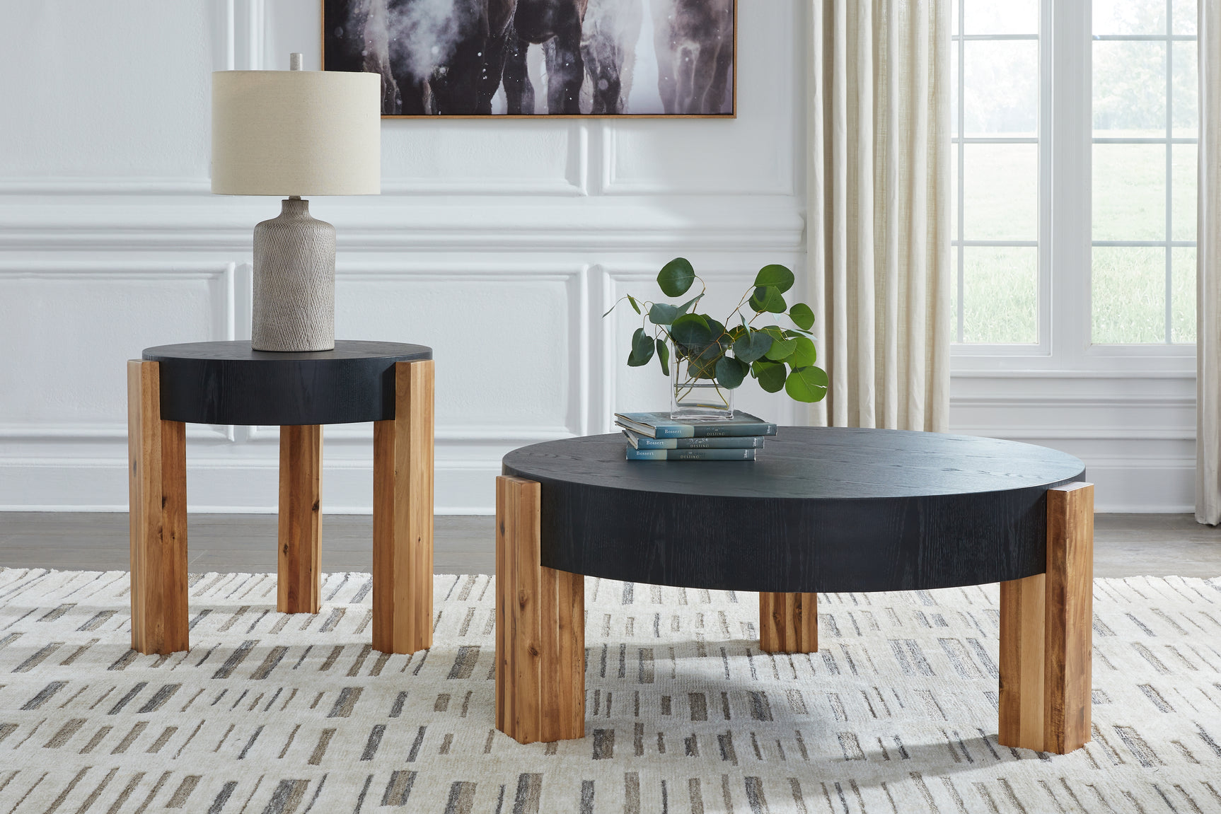 Tampa Furniture Outlet - Ashley Furniture - Breenmore Table (Set of 2) - Occasional Table Set (Set of 2) / Black/Natural - T322-12