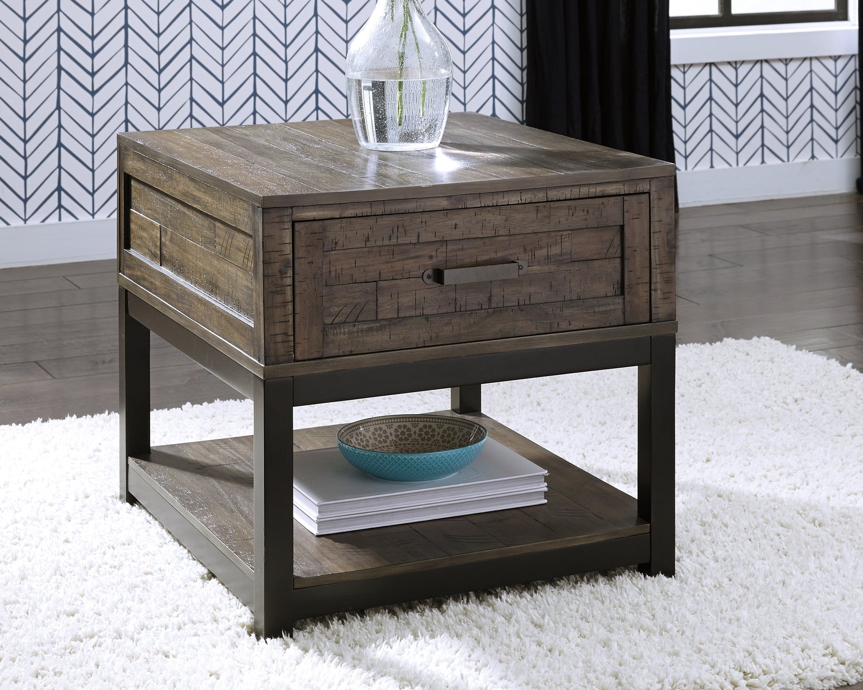 Tampa Furniture Outlet - Ashley Furniture - Johurst End Table - Rectangular End Table / Grayish Brown - T444-3