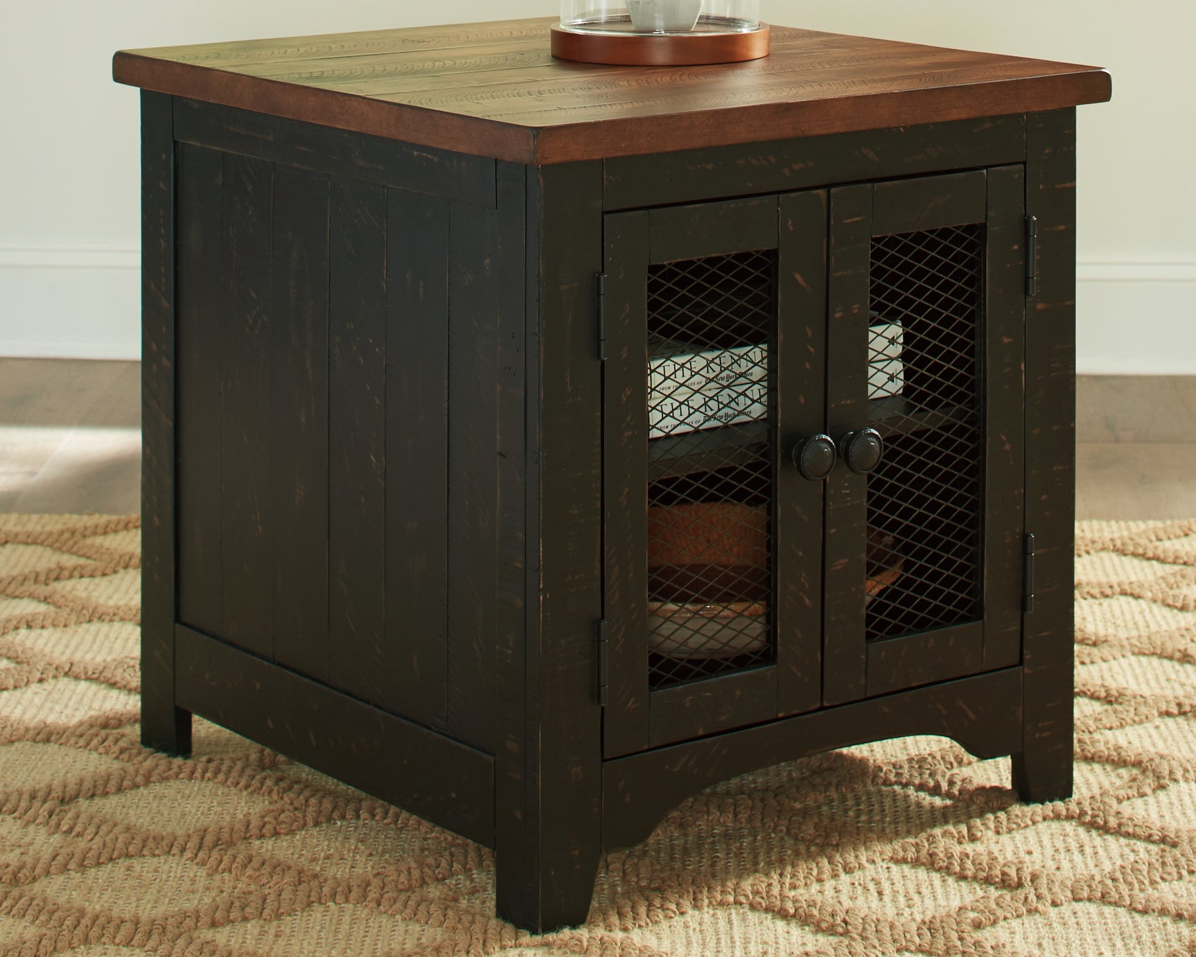 Tampa Furniture Outlet - Ashley Furniture - Valebeck End Table - Rectangular End Table / Black/Brown - T468-3