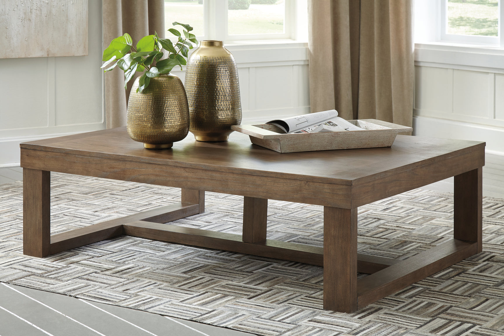 Tampa Furniture Outlet - Ashley Furniture - Cariton Coffee Table - Rectangular Cocktail Table / Gray - T471-1