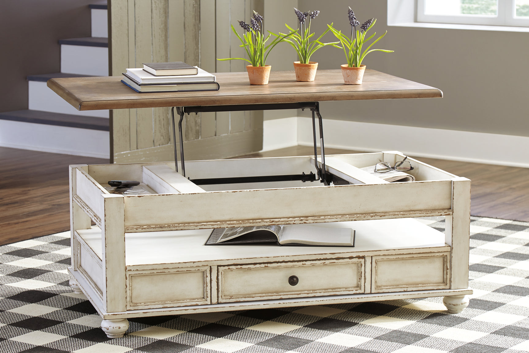 Realyn Coffee Table with Lift Top - Tampa Furniture Outlet