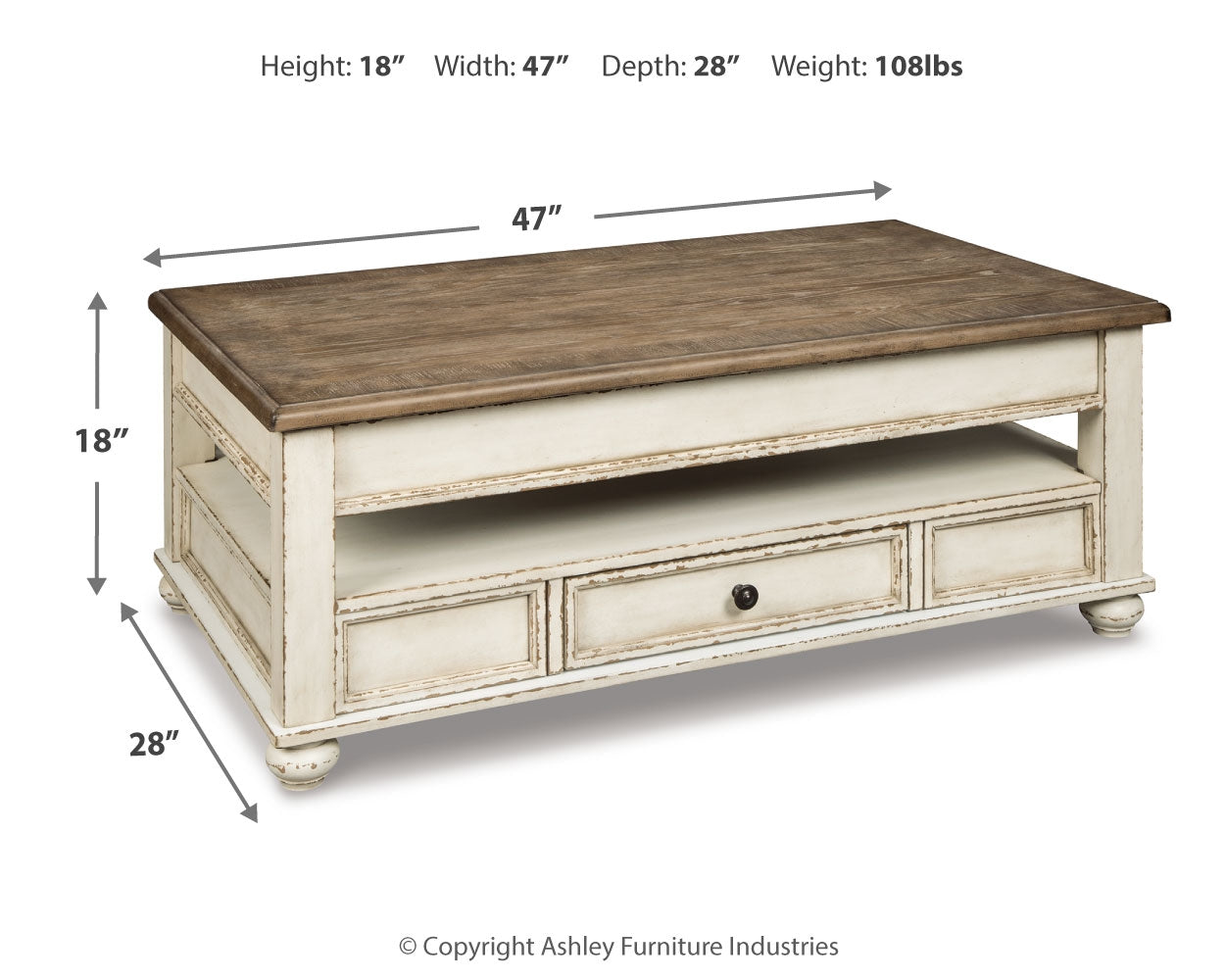 Realyn Coffee Table with Lift Top - Tampa Furniture Outlet