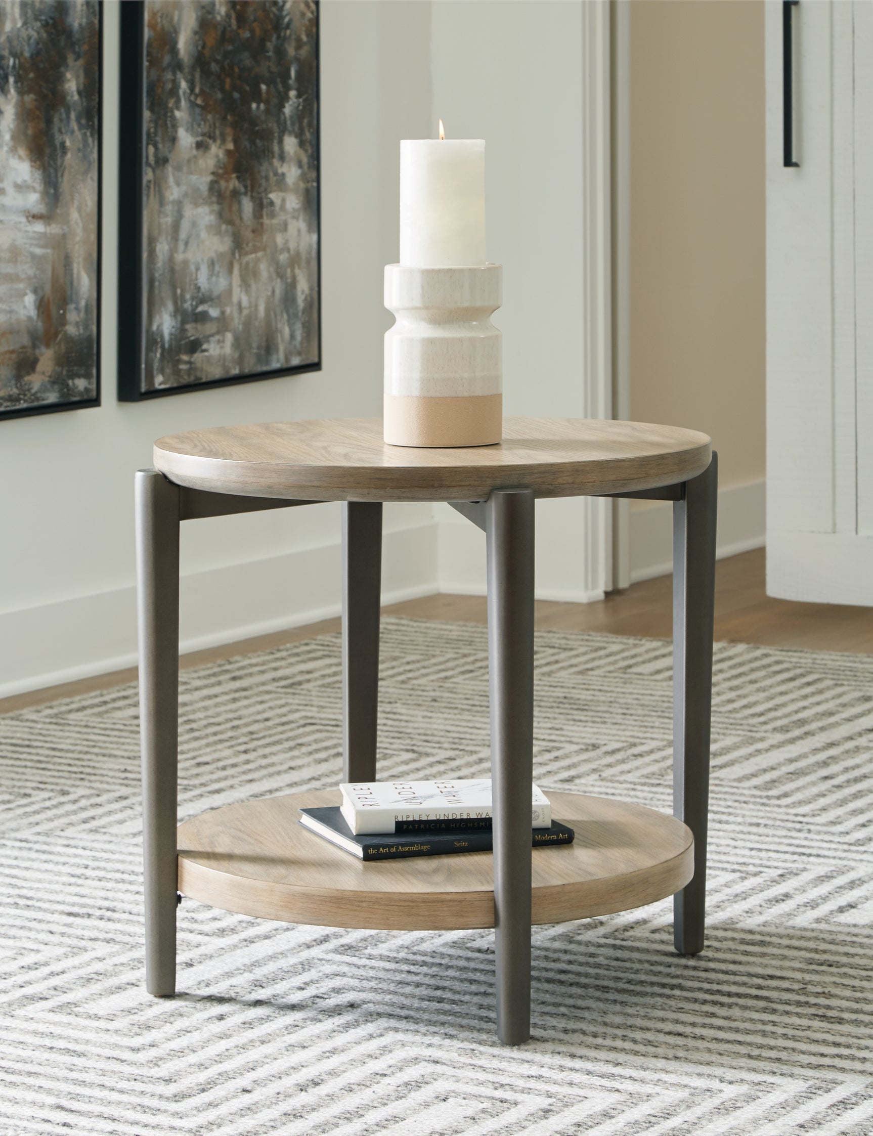 Tampa Furniture Outlet - Ashley Furniture - Dyonton End Table - Round End Table / Light Grayish Brown - T574-6