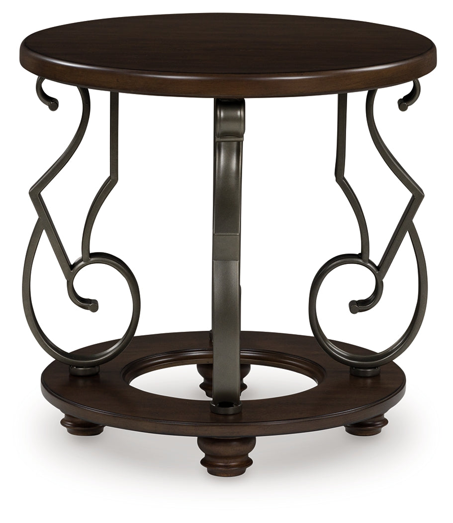 Tampa Furniture Outlet - Ashley Furniture - Frallyn End Table - Round End Table / Dark Brown - T623-6