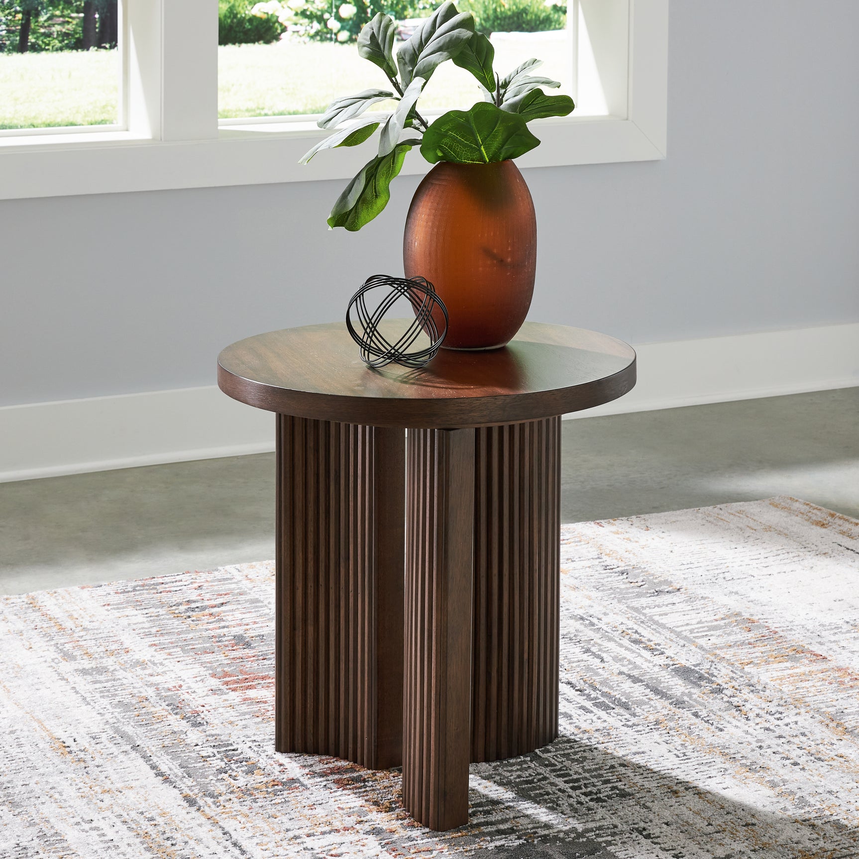 Tampa Furniture Outlet - Ashley Furniture - Korestone End Table - Rectangular End Table / Dark Brown - T438-3