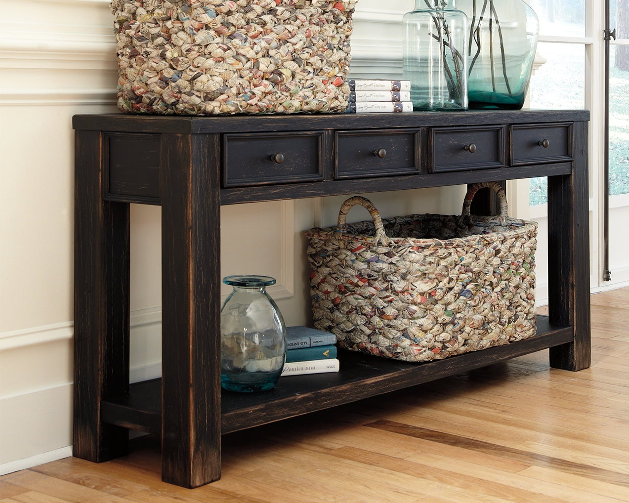 Tampa Furniture Outlet - Ashley Furniture - Gavelston Sofa/Console Table - Sofa Table / Black - T732-4