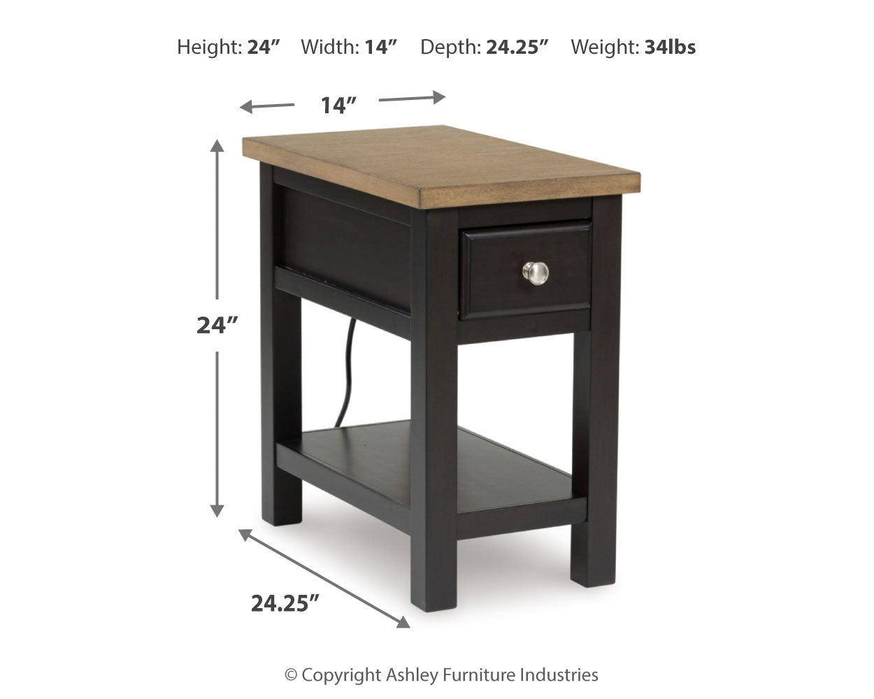 Drazmine Chairside End Table - Tampa Furniture Outlet