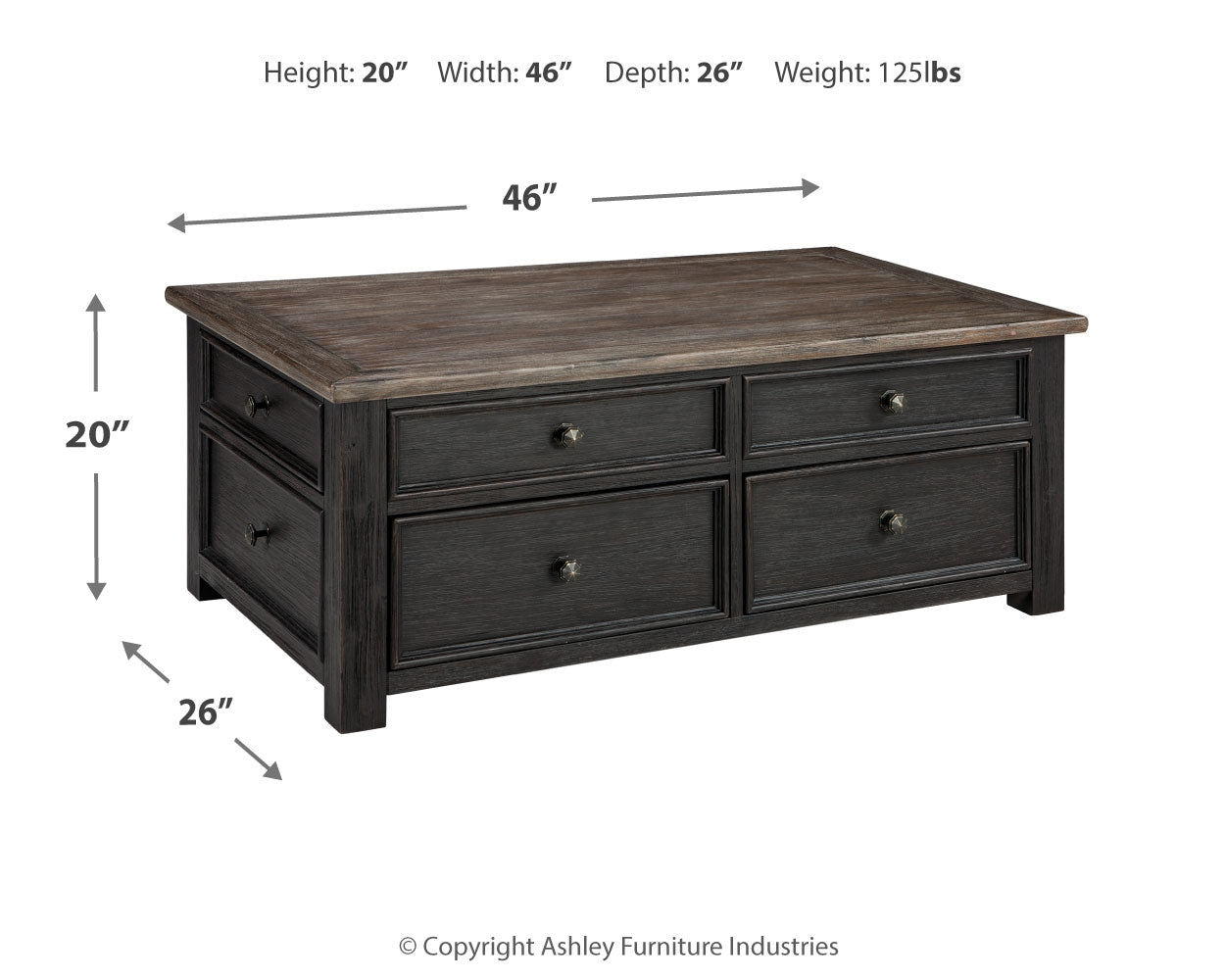 Tyler Creek Coffee Table with Lift Top - Tampa Furniture Outlet