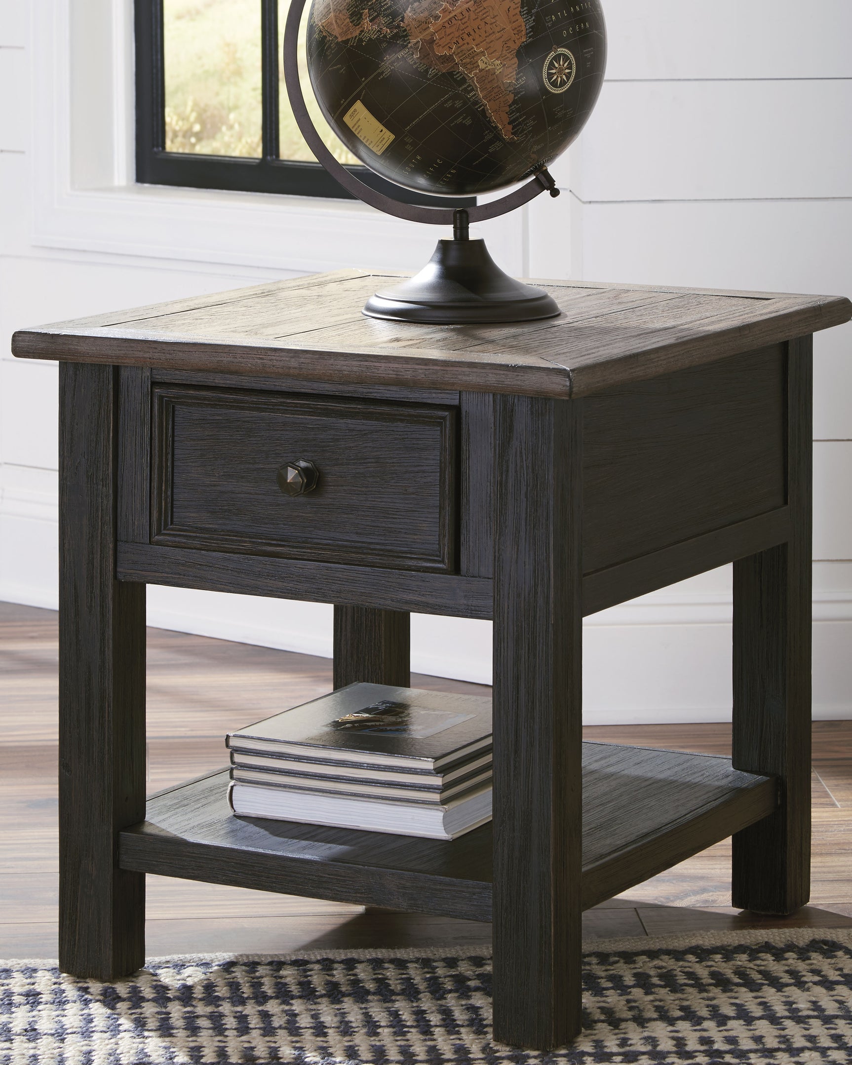 Tampa Furniture Outlet - Ashley Furniture - Tyler Creek End Table - Rectangular End Table / Grayish Brown/Black - T736-3