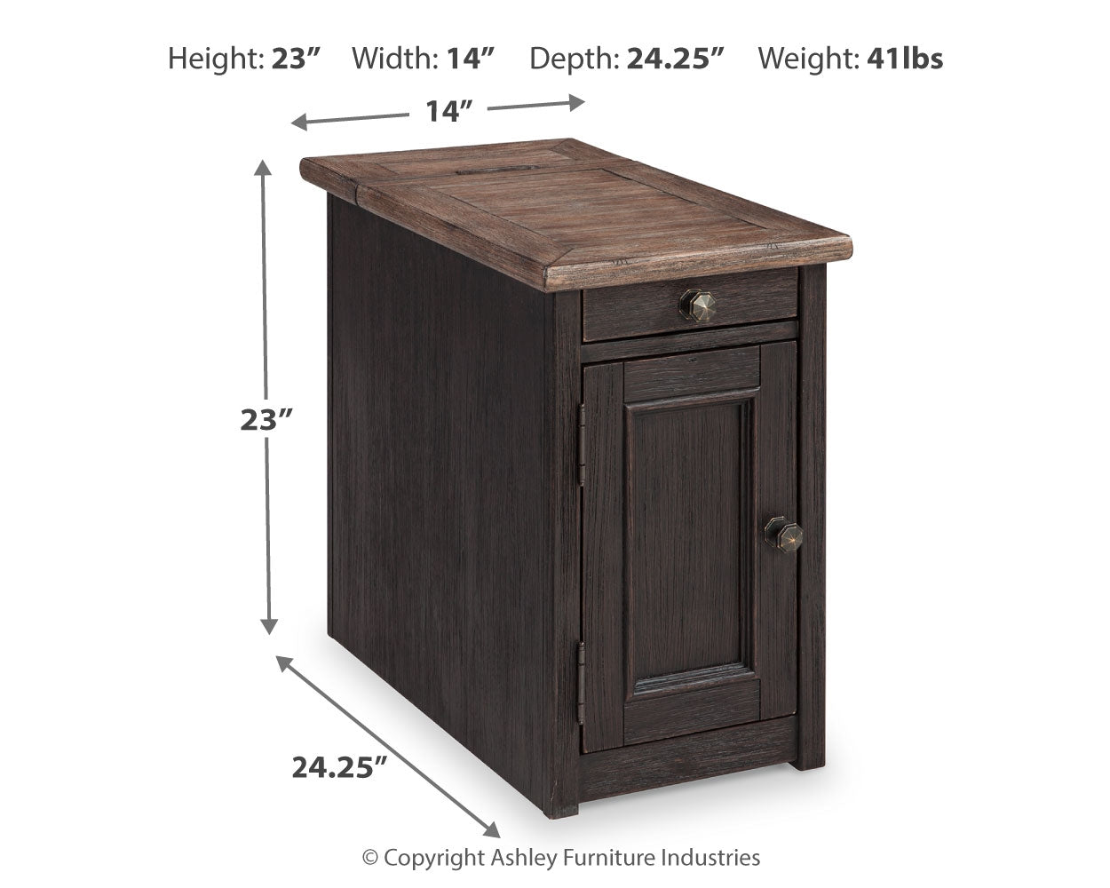 Tyler Creek Chairside End Table with USB Ports & Outlets - Tampa Furniture Outlet