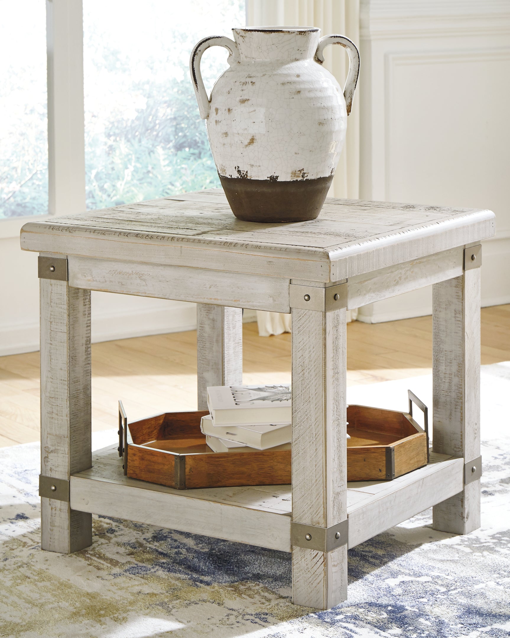 Tampa Furniture Outlet - Ashley Furniture - Carynhurst End Table - Rectangular End Table / White Wash Gray - T757-3