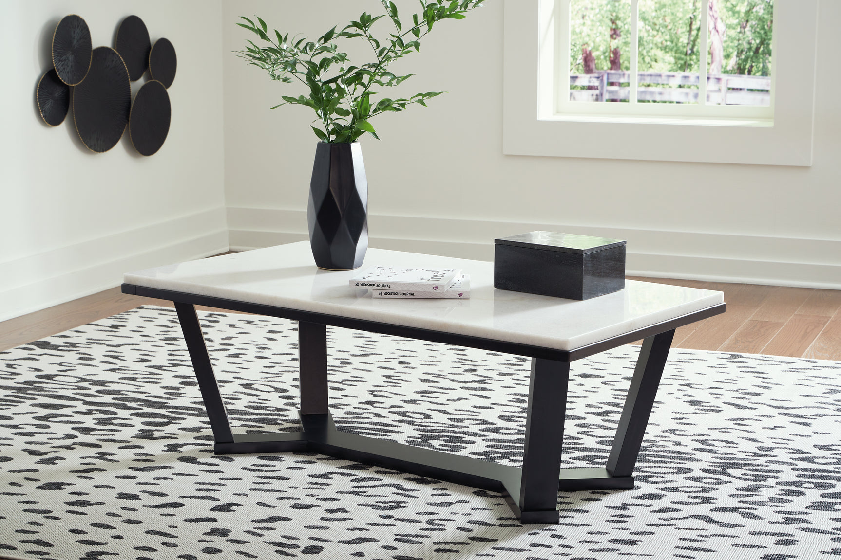 Tampa Furniture Outlet - Ashley Furniture - Fostead Coffee Table - Rectangular Cocktail Table / White/Espresso - T770-1