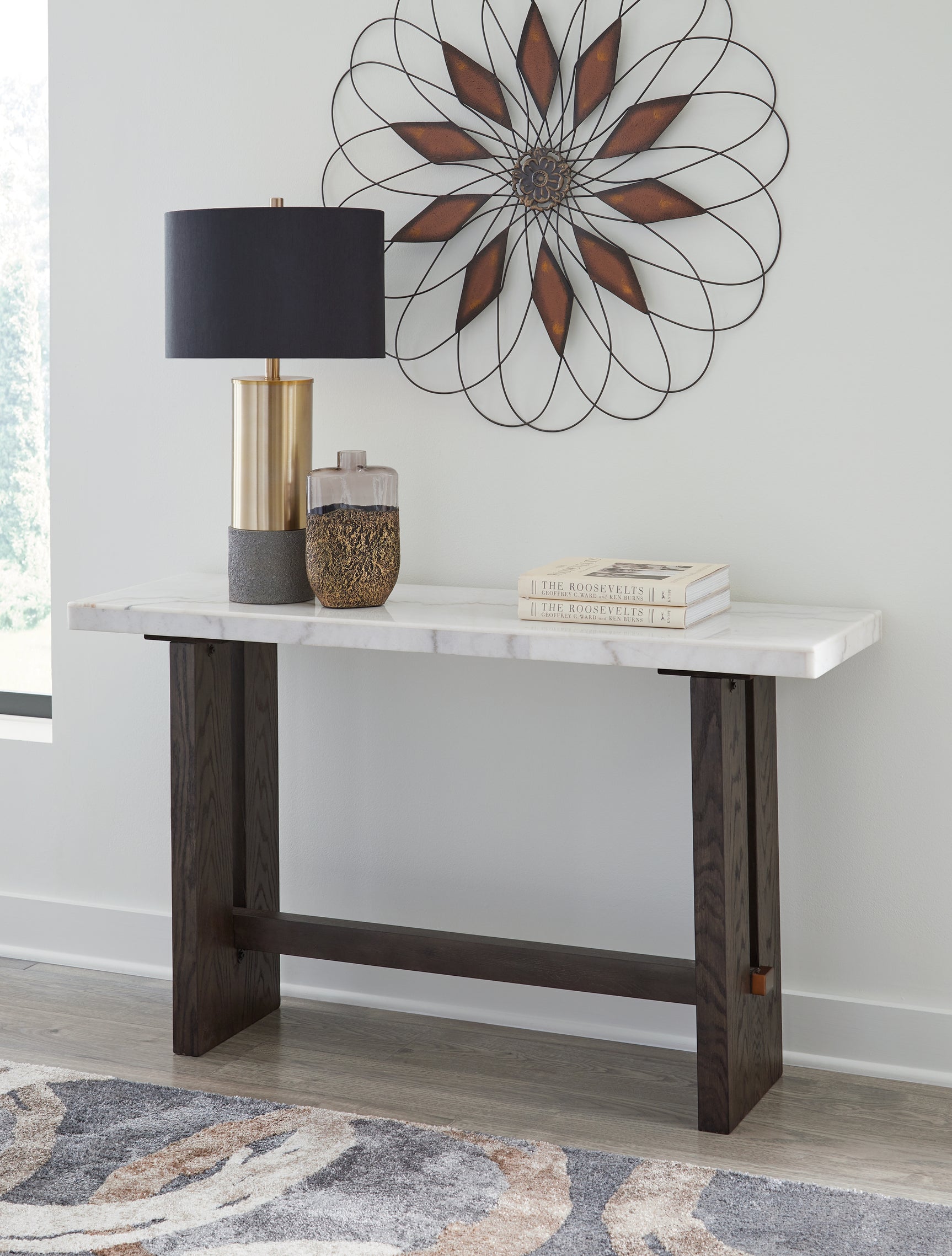 Tampa Furniture Outlet - Ashley Furniture - Burkhaus Sofa Table - Sofa Table / White/Dark Brown - T779-4