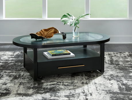 Tampa Furniture Outlet - Ashley Furniture - Winbardi Coffee Table - Oval Cocktail Table / Black - T786-0