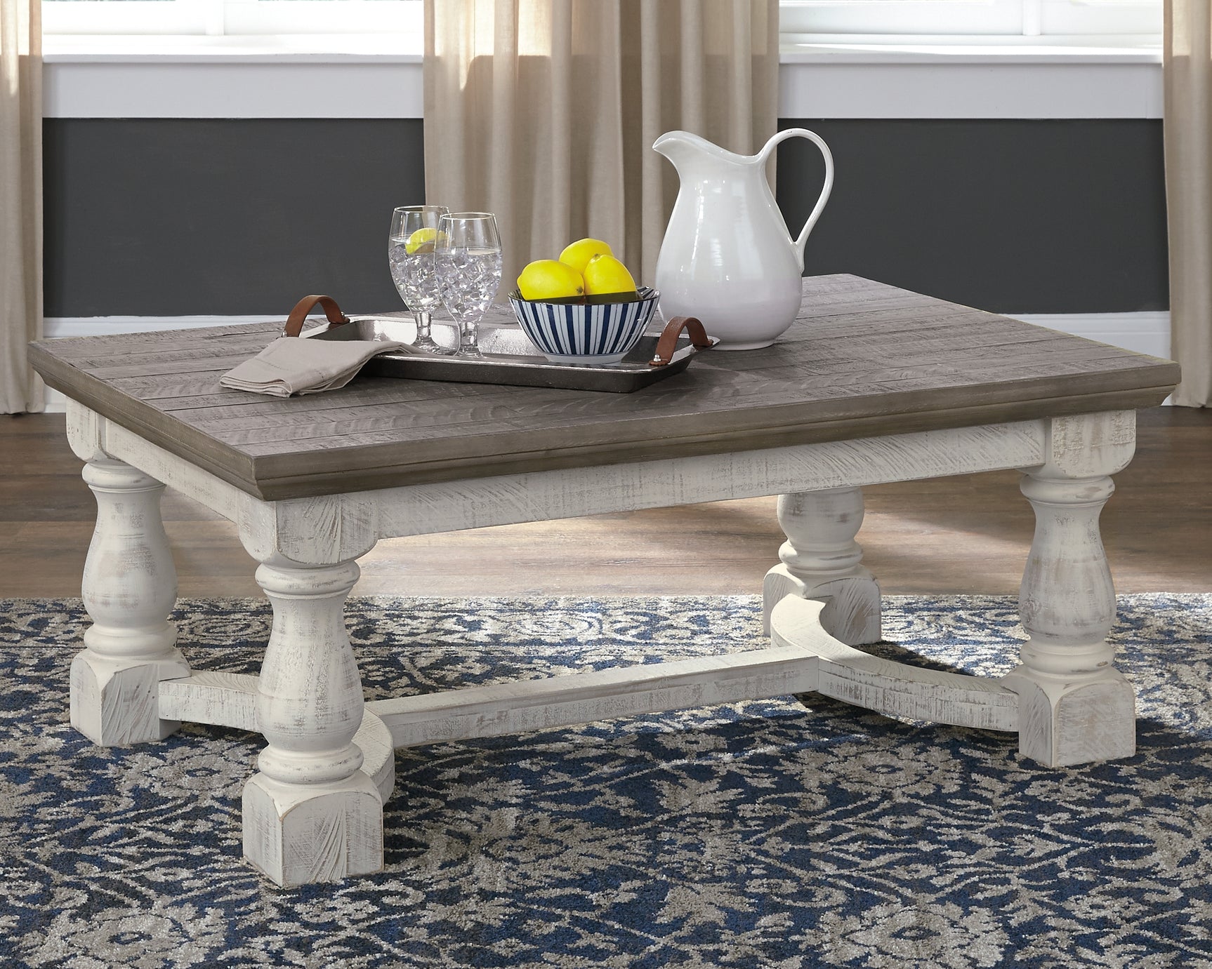 Tampa Furniture Outlet - Ashley Furniture - Havalance Coffee Table - Rectangular Cocktail Table / Gray/White - T814-1