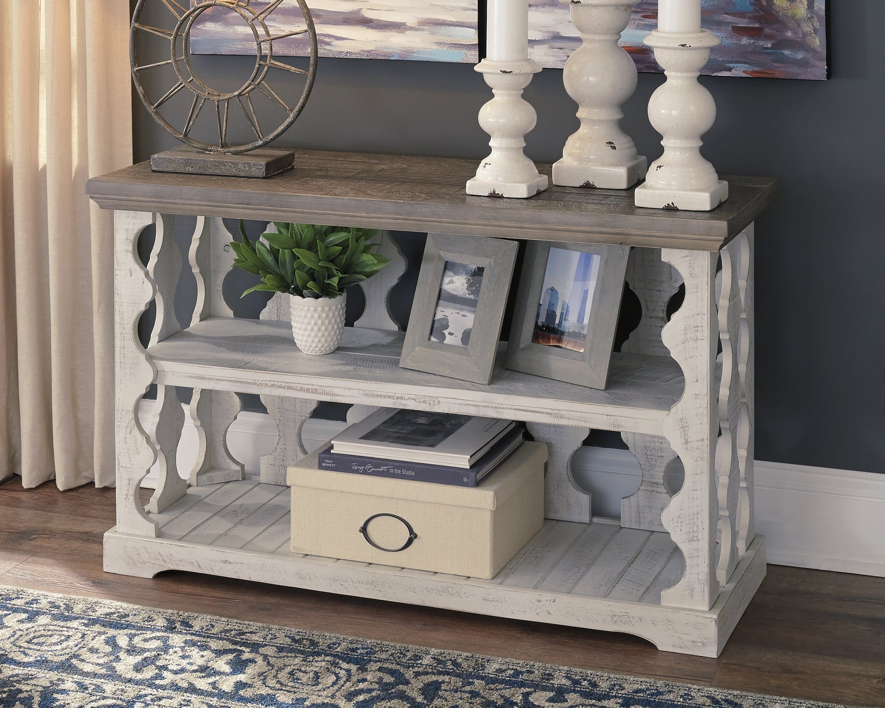 Tampa Furniture Outlet - Ashley Furniture - Havalance Sofa/Console Table - Console Sofa Table / Gray/White - T814-5
