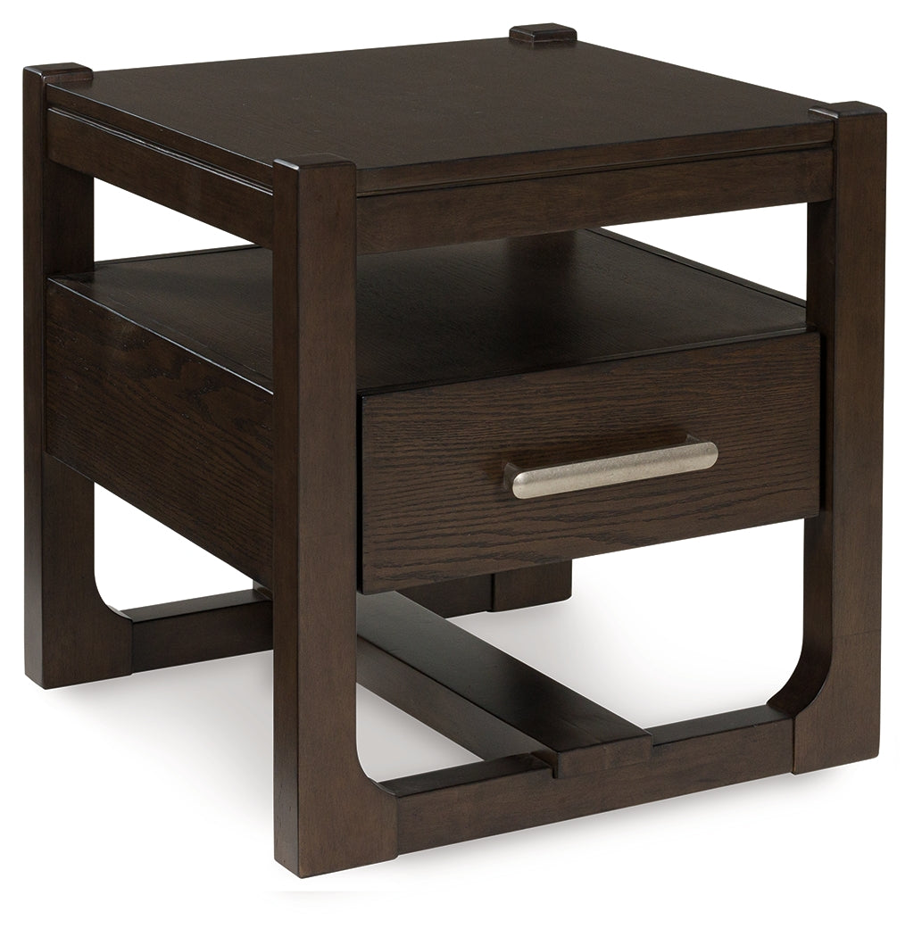 Tampa Furniture Outlet - Ashley Furniture - Breckington End Table - Rectangular End Table / Dark Brown - T656-3