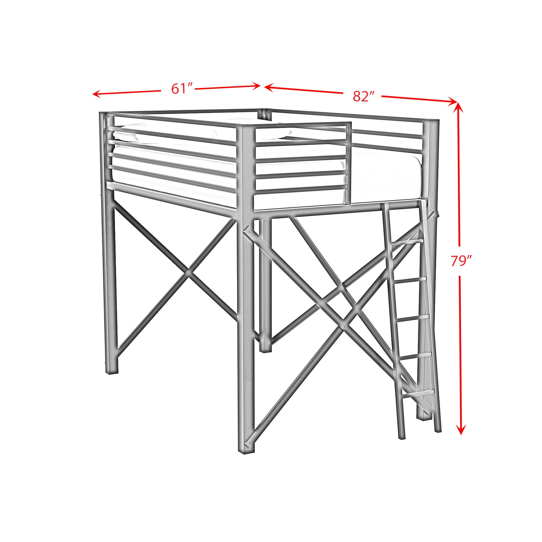 Talia Full Loft Bunk and Ladder in White