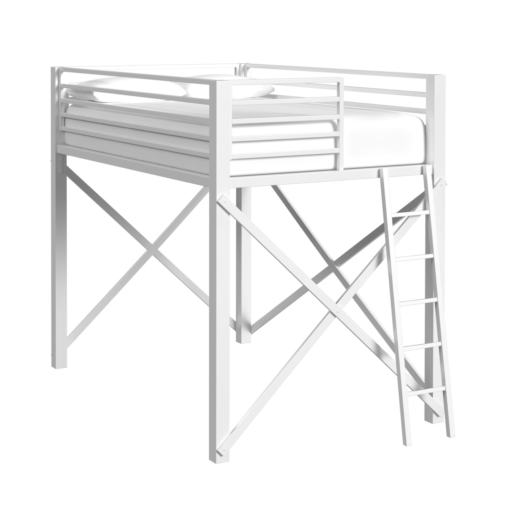 Talia Full Loft Bunk and Ladder in White - Tampa Furniture Outlet