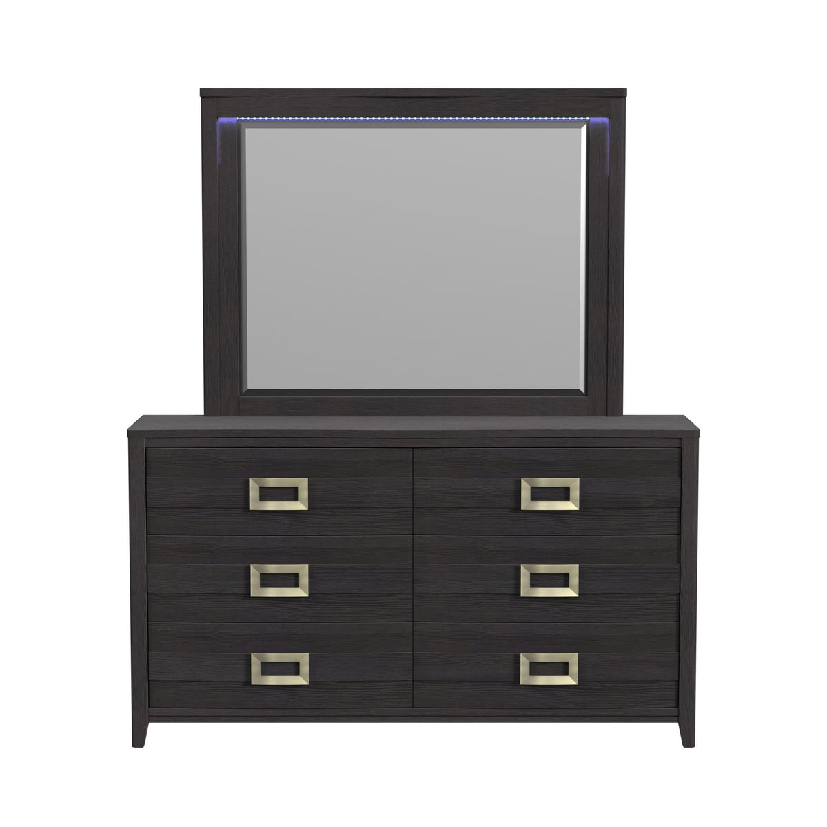 Tobias Dresser and Mirror Set with LED in Black