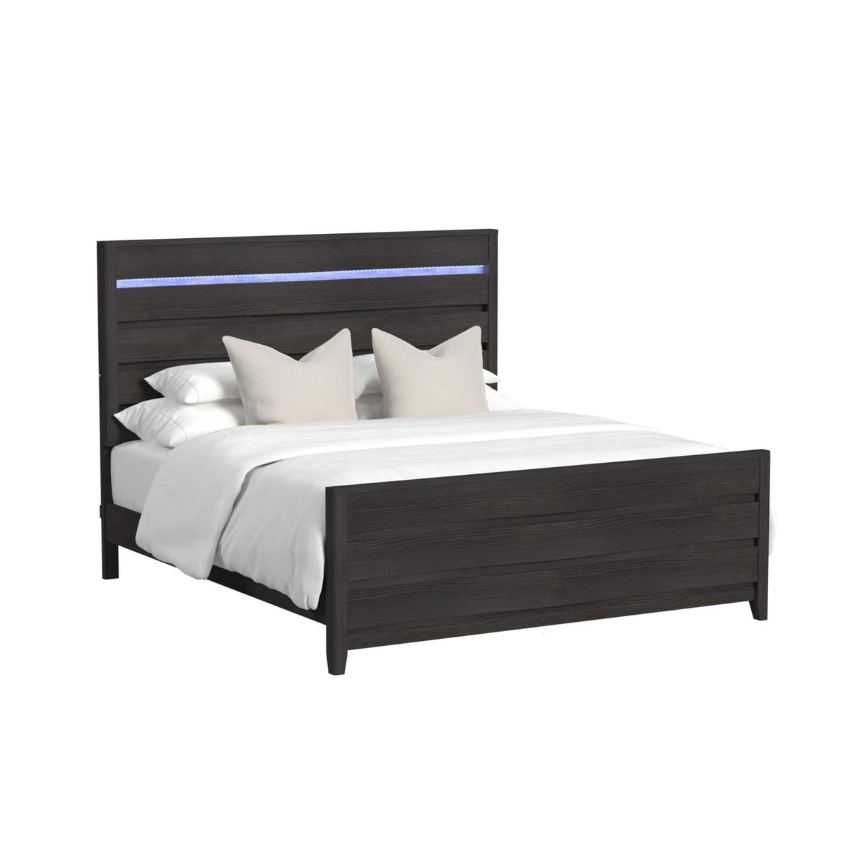 Tobias King Bed with LED in Black