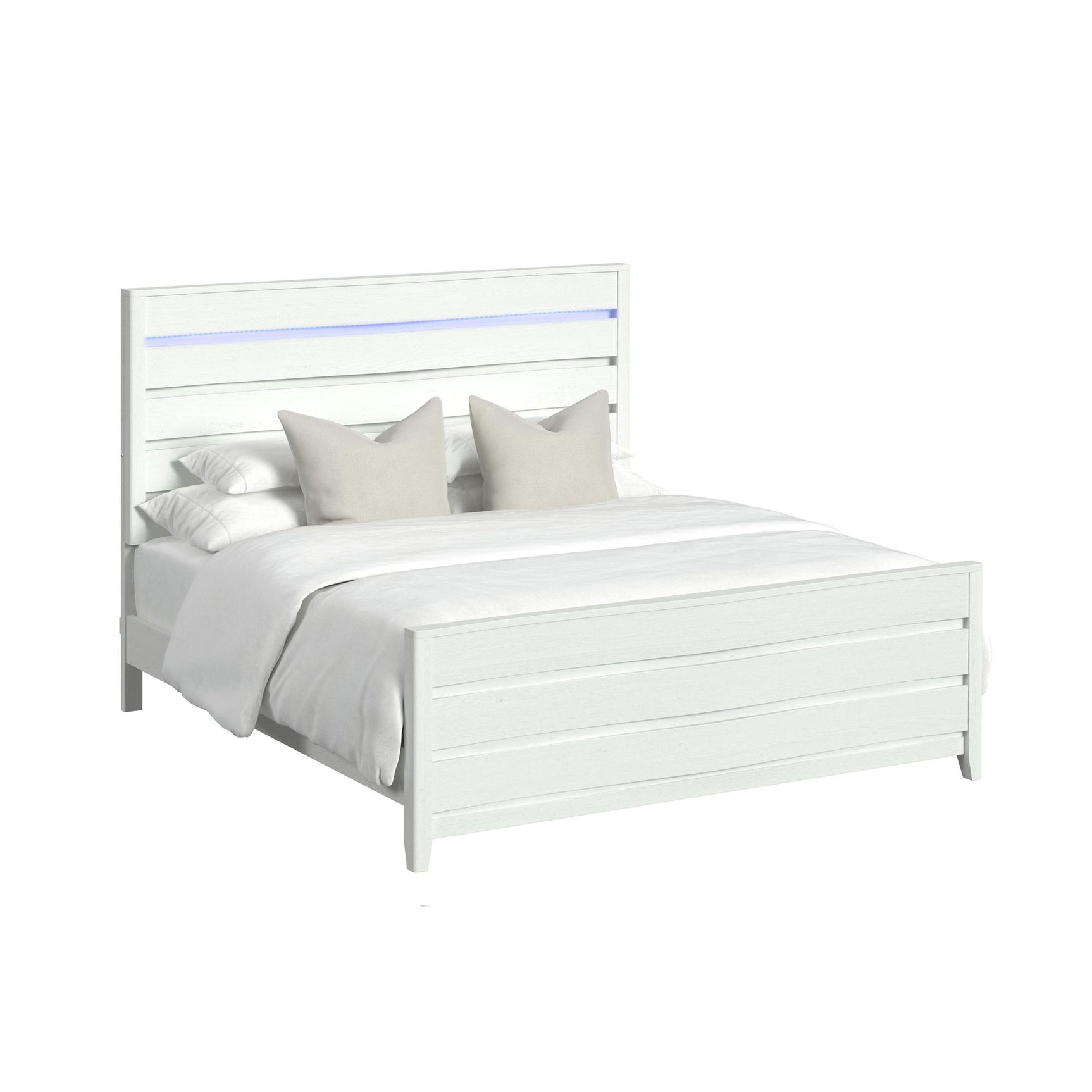 Tobias King Bed with LED in White