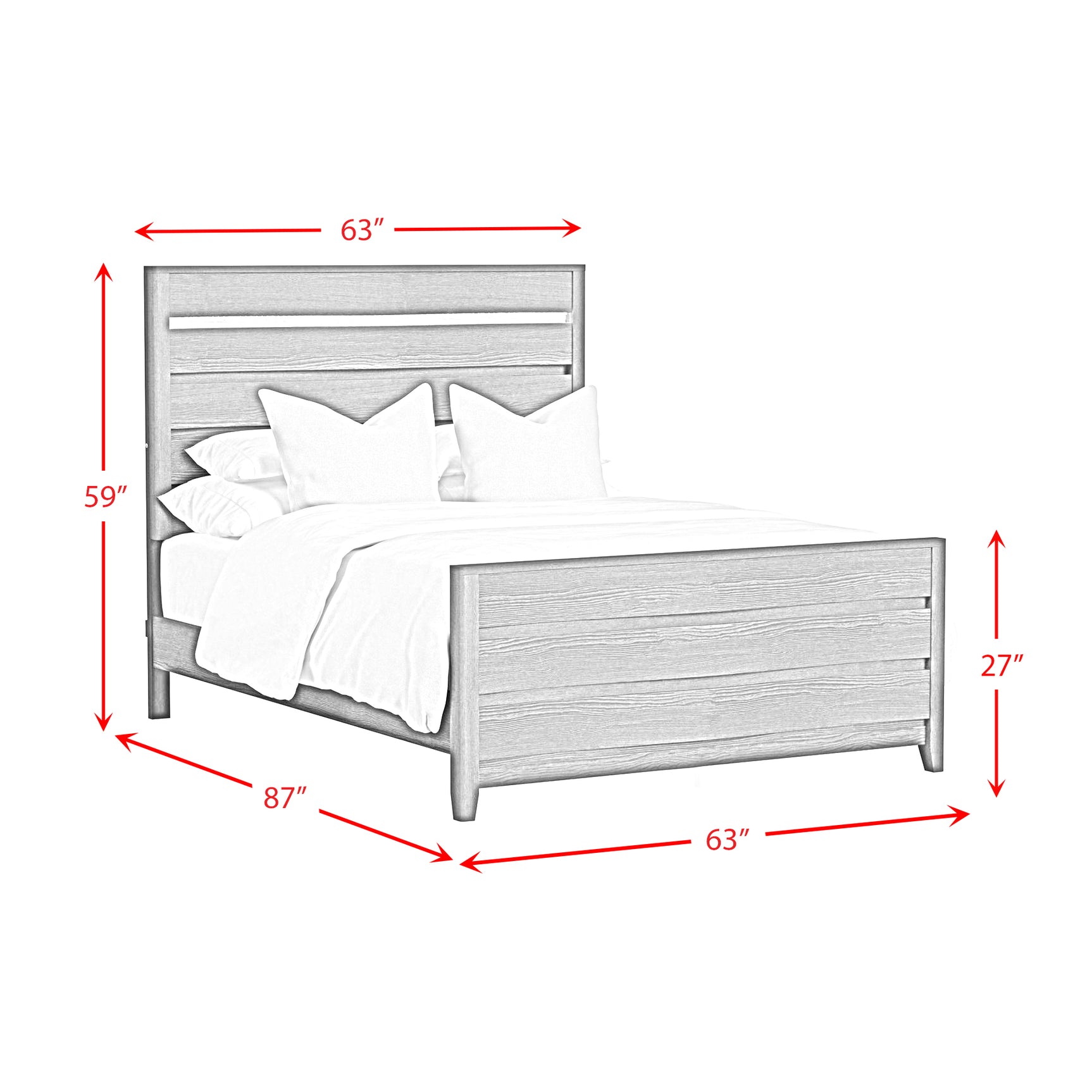 Tobias Queen Bed with LED in White