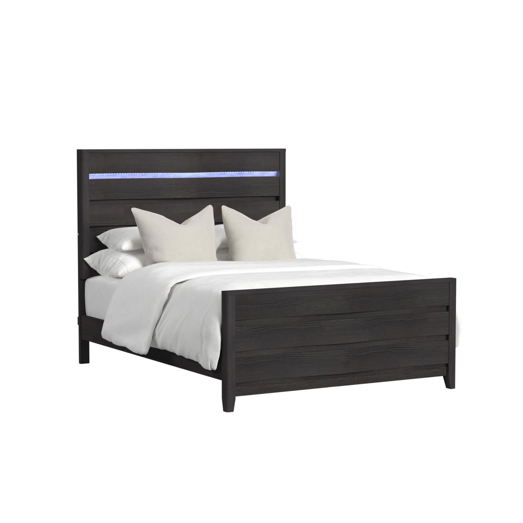 Tobias Queen Bed with LED in Black - Tampa Furniture Outlet