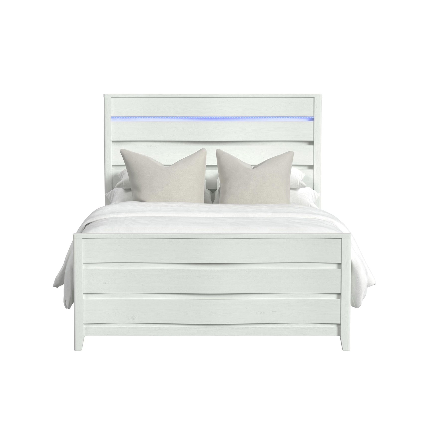 Tobias Queen Bed with LED in White - Tampa Furniture Outlet