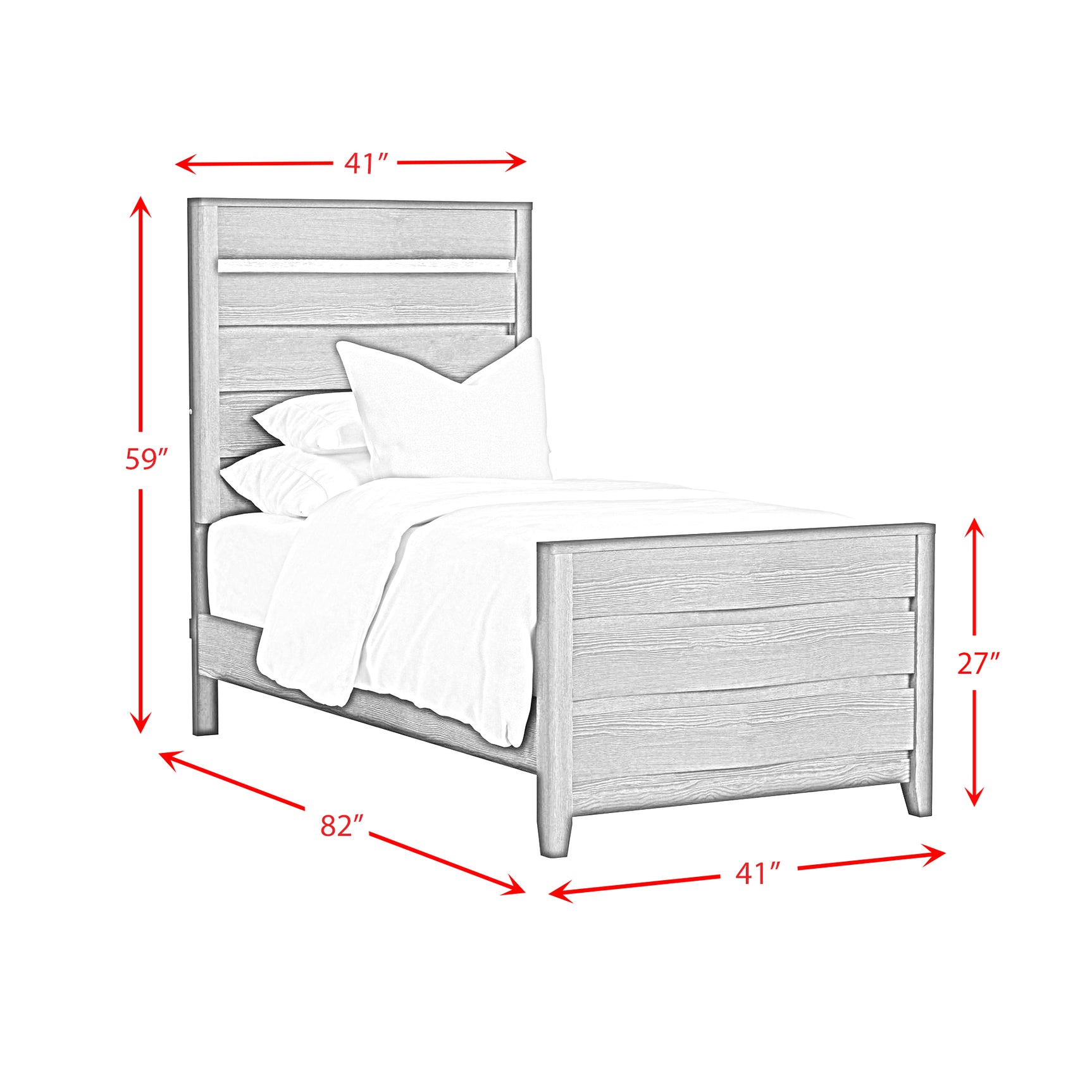 Tobias Twin Bed with LED in Black