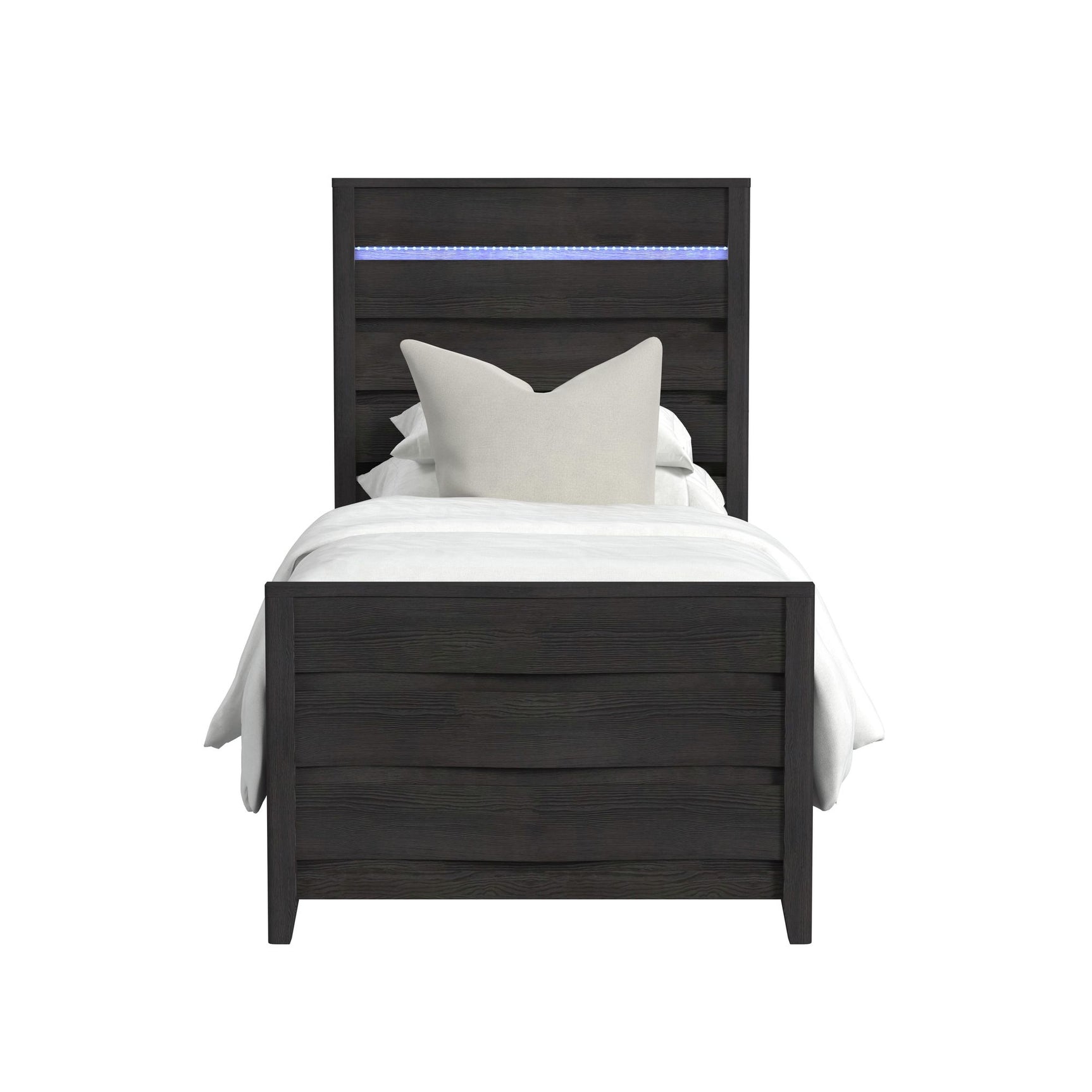 Tobias Twin Bed with LED in Black - Tampa Furniture Outlet