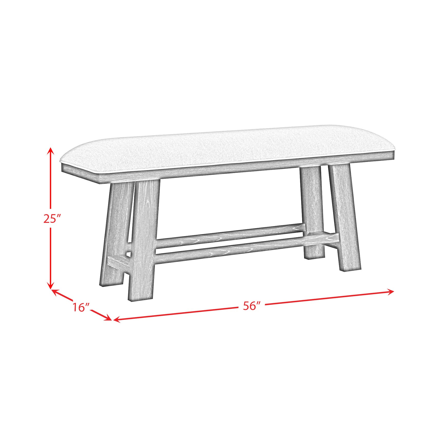 Transcend Counter Bench with Light Grey Fabric in Charcoal - Tampa Furniture Outlet