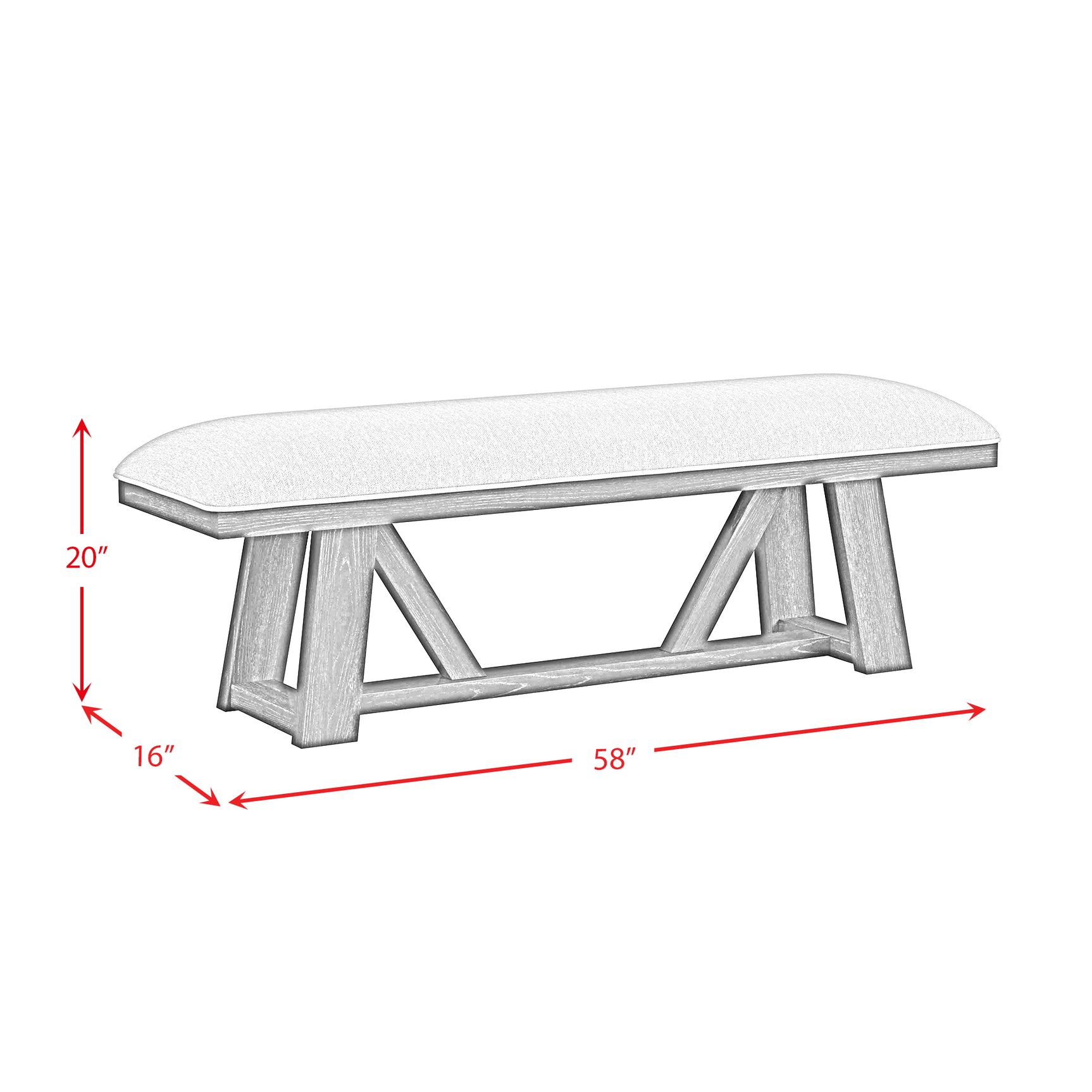 Transcend Dining Bench with Light Grey Fabric in Charcoal - Tampa Furniture Outlet