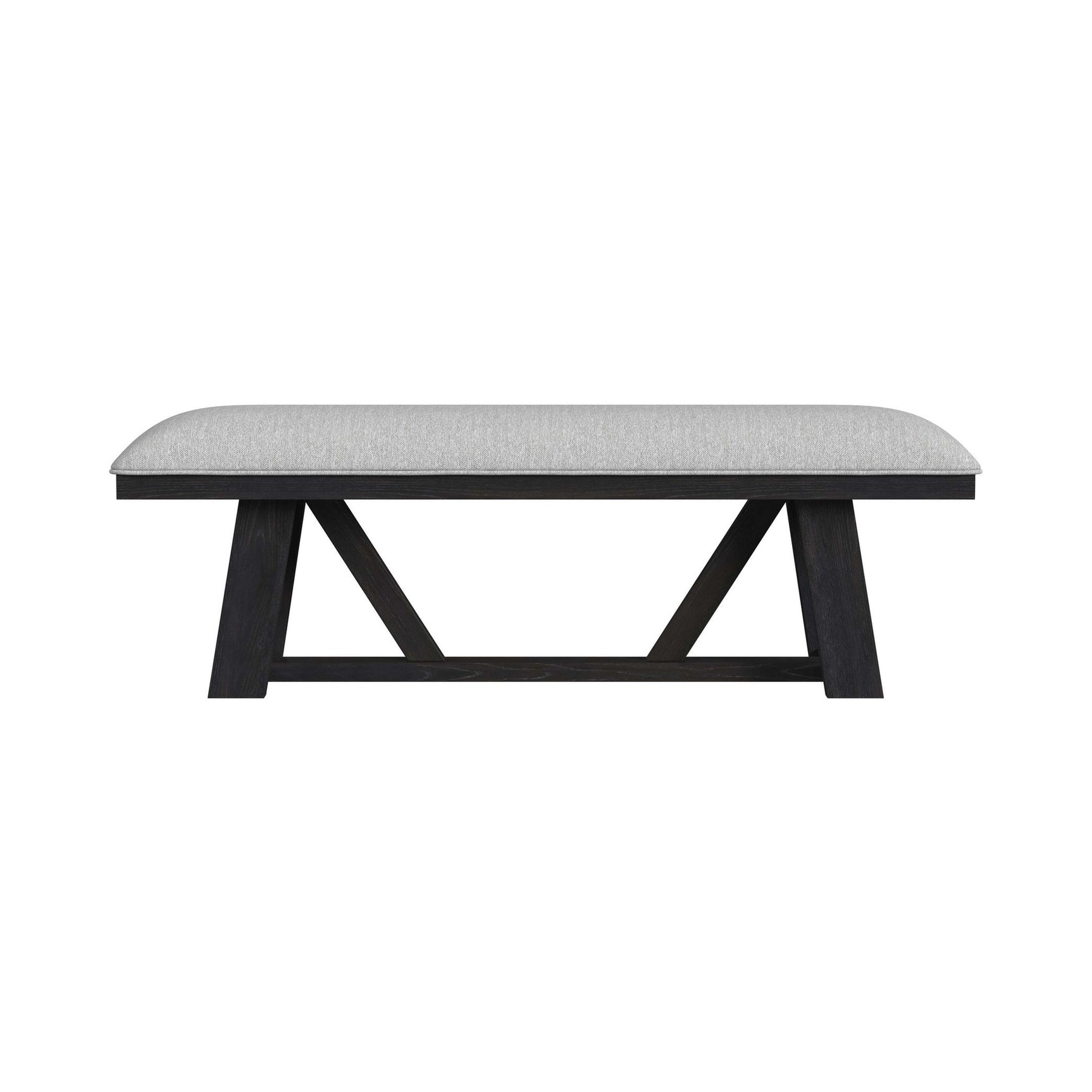 Transcend Dining Bench with Light Grey Fabric in Charcoal