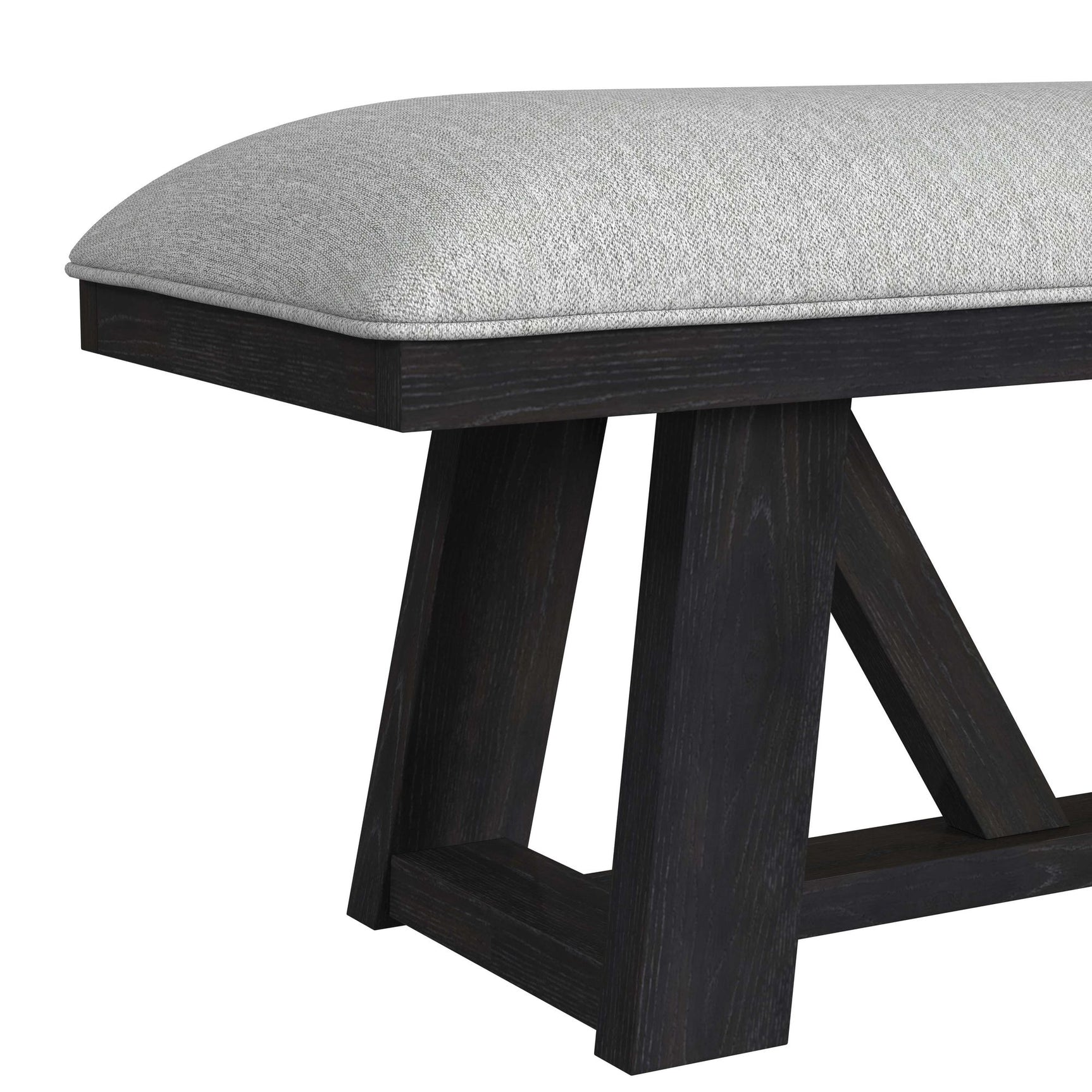 Transcend Dining Bench with Light Grey Fabric in Charcoal - Tampa Furniture Outlet
