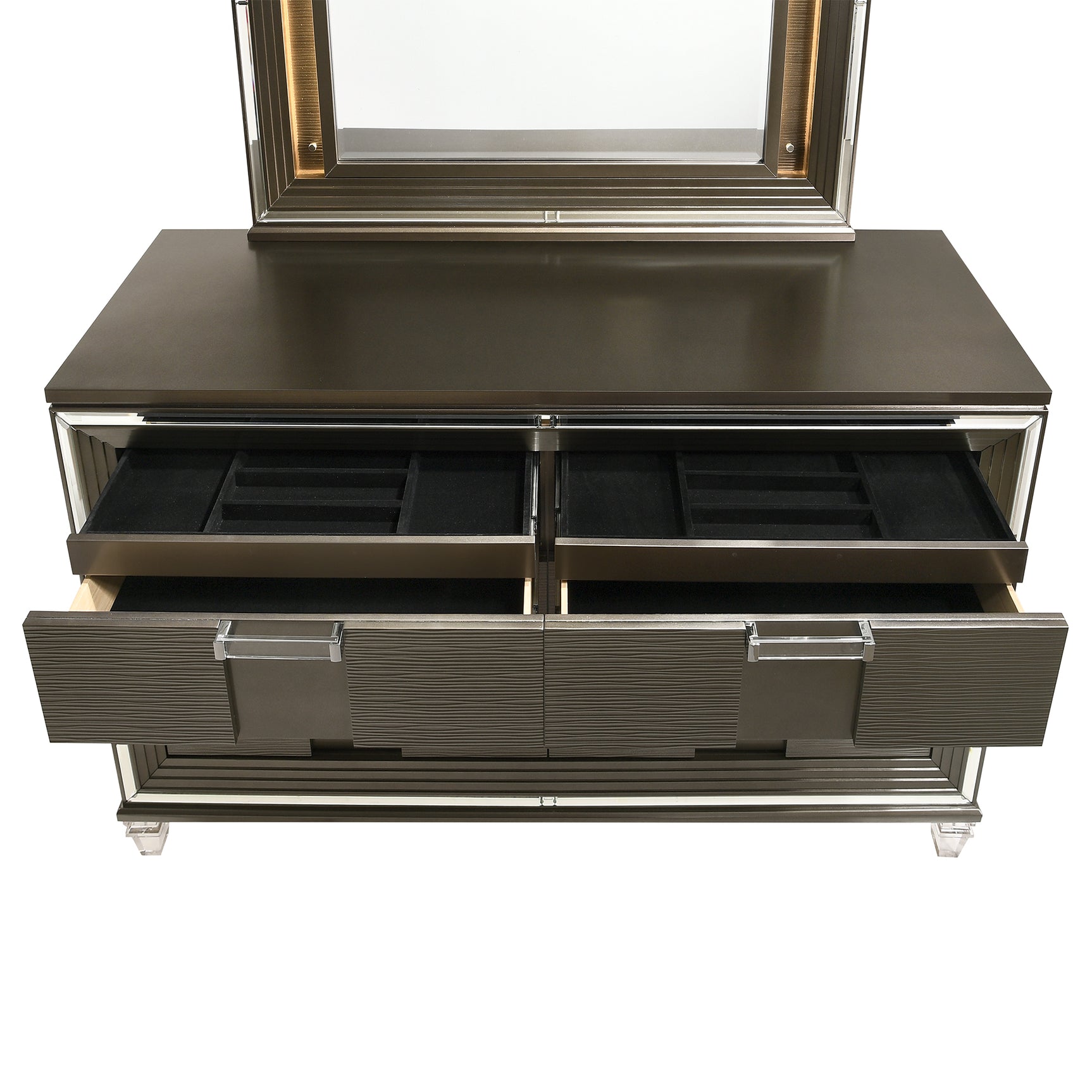 Twenty Nine 6-Drawer Dresser w/ Mood Lighting Mirror - Tampa Furniture Outlet