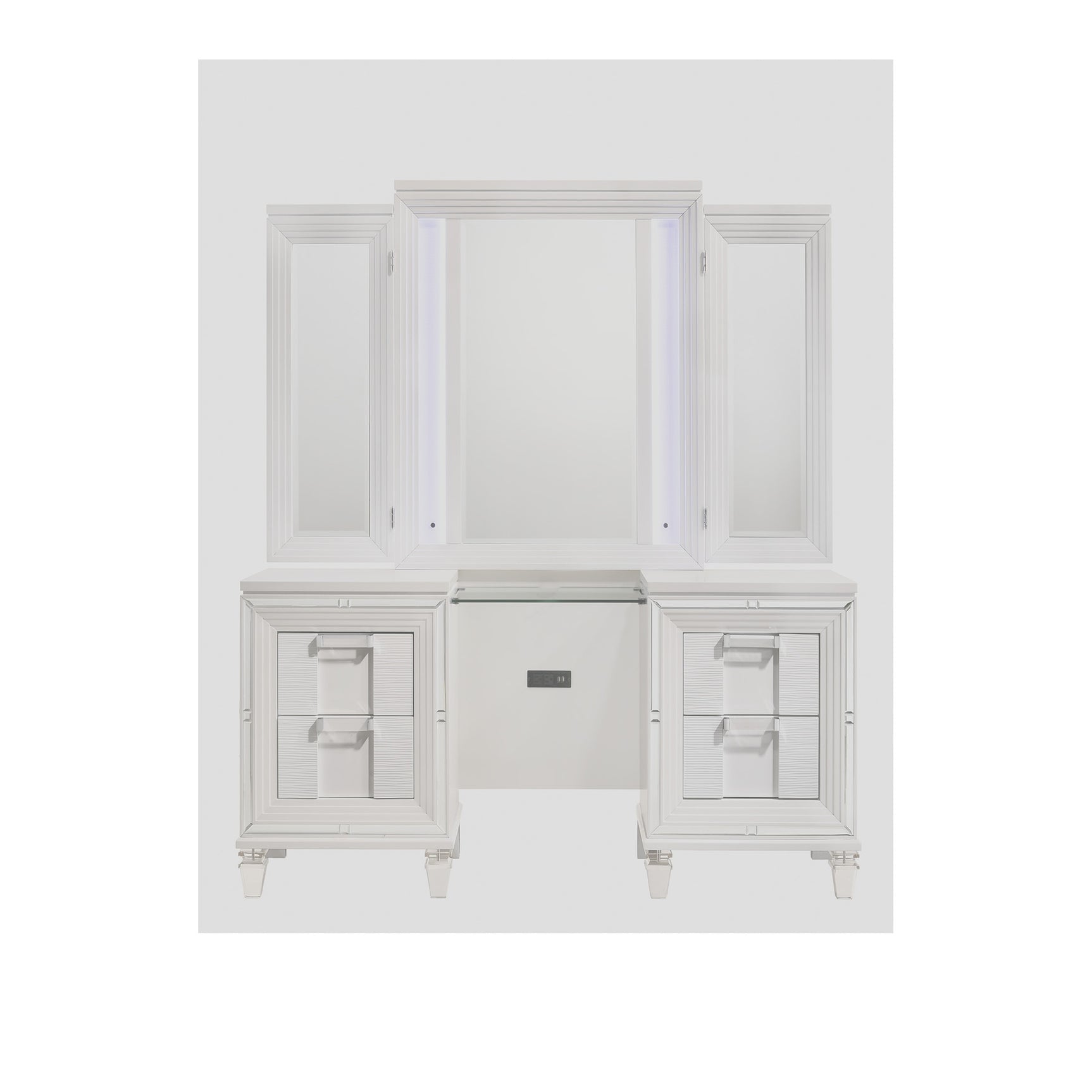 Twenty Nine Dressing Set w/LED & USB Plug in White with Stool