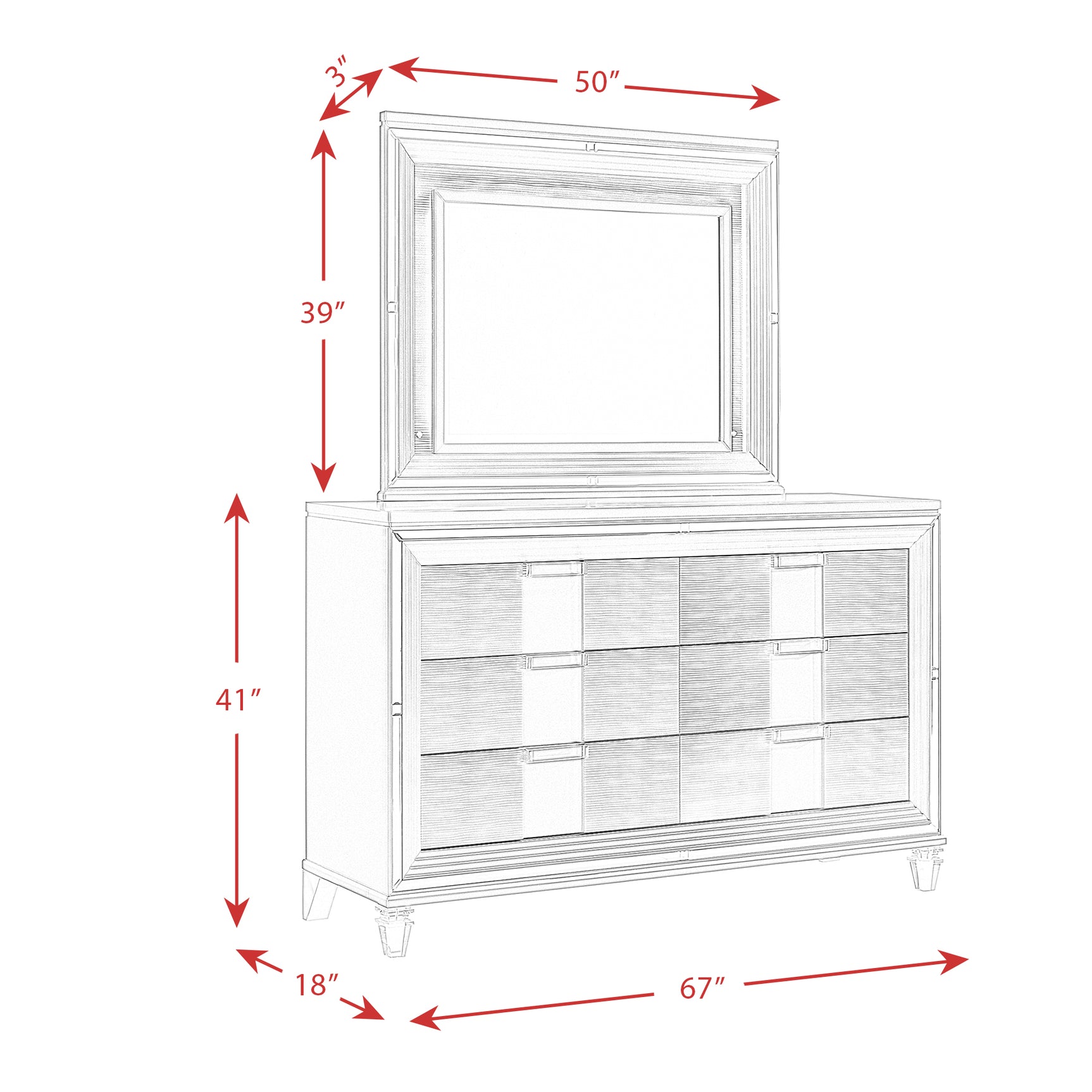 Twenty Nine Dresser & Mirror Set White - Tampa Furniture Outlet