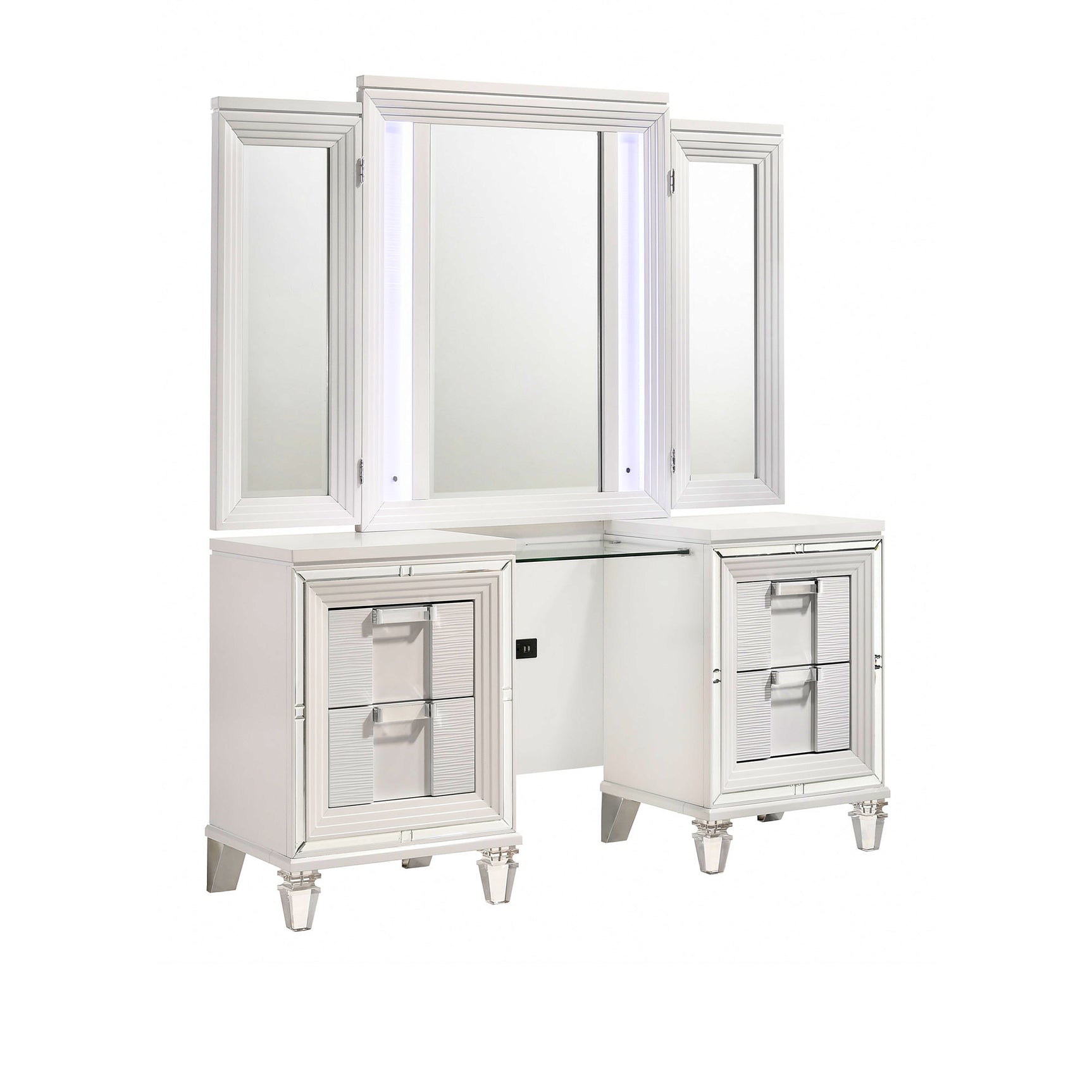 Twenty Nine Dressing Set w/LED & USB Plug White - Tampa Furniture Outlet