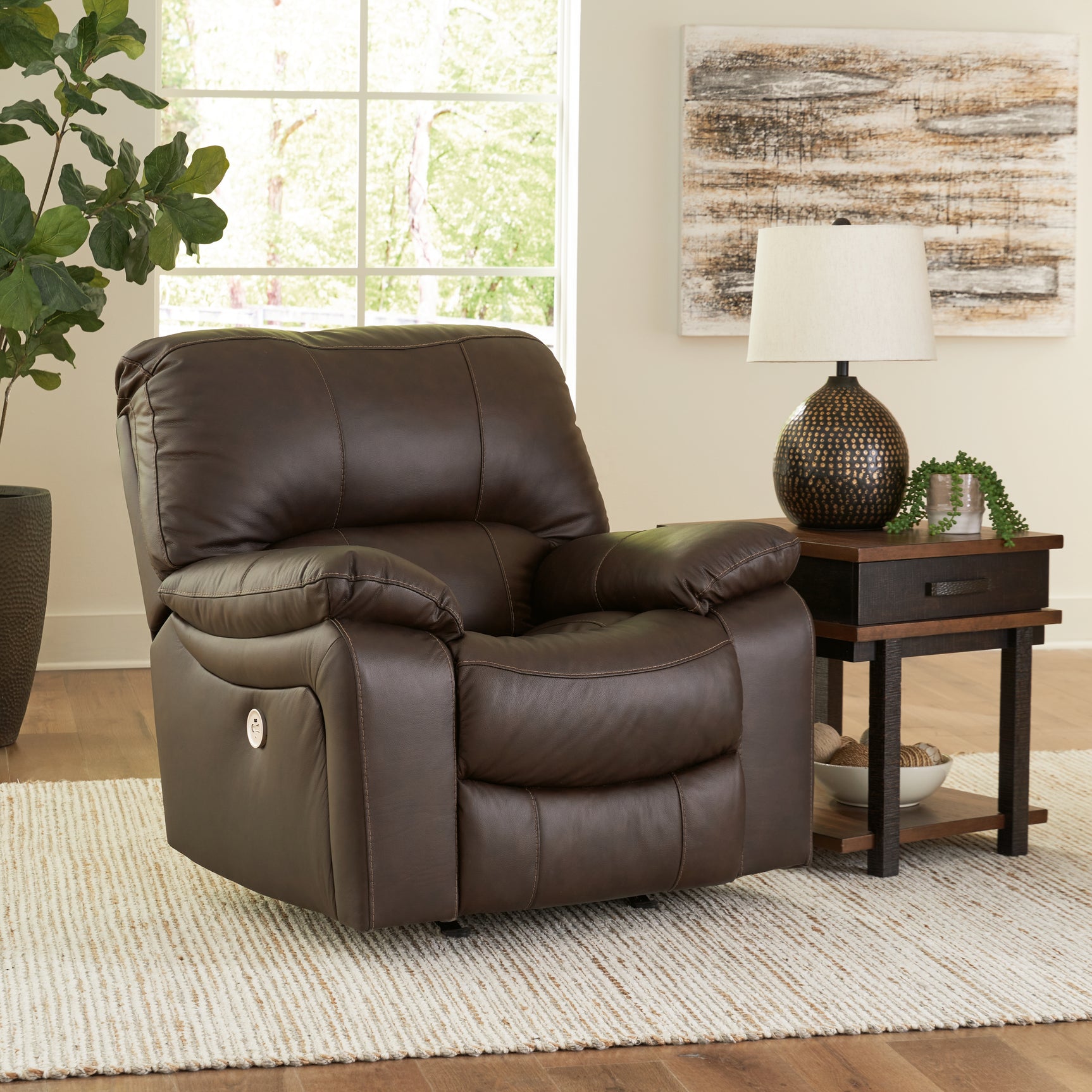 Tampa Furniture Outlet - Ashley Furniture - Leesworth Living Room - Power Rocker Recliner / Ocean - U4380998